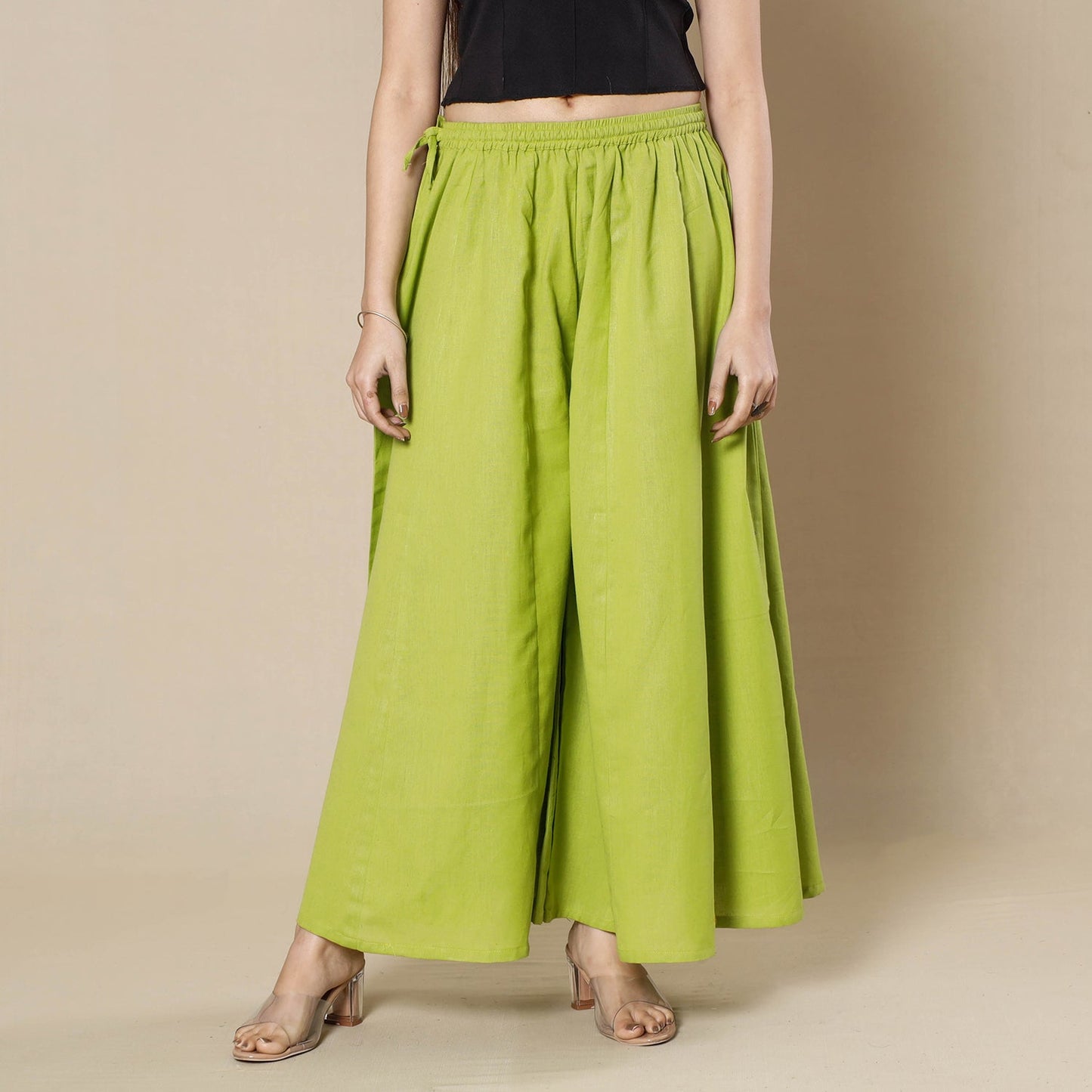 Plain Dyed Cotton Flared Palazzo Online at iTokri.com