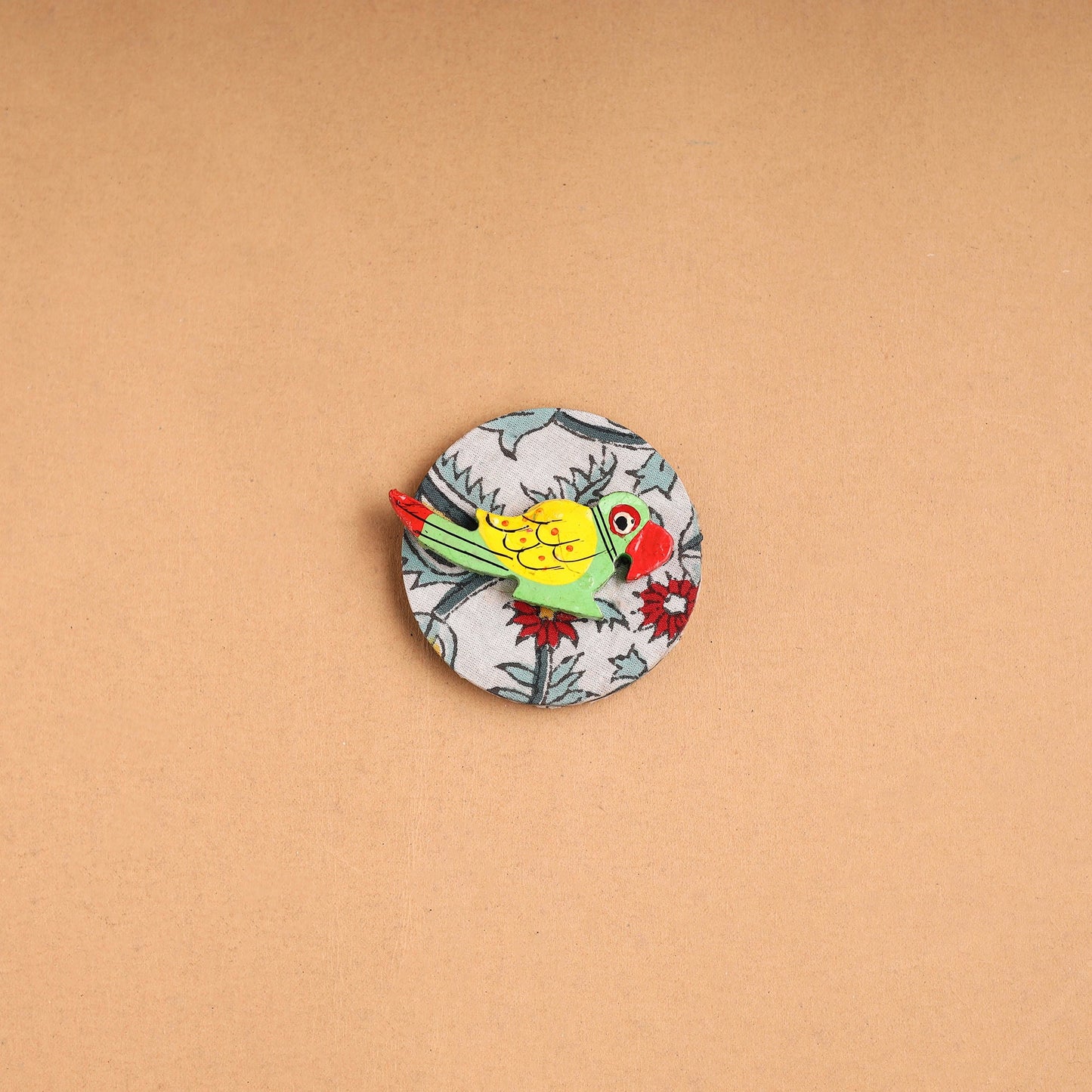 Parrot - Handmade Fabart Wooden Magnet