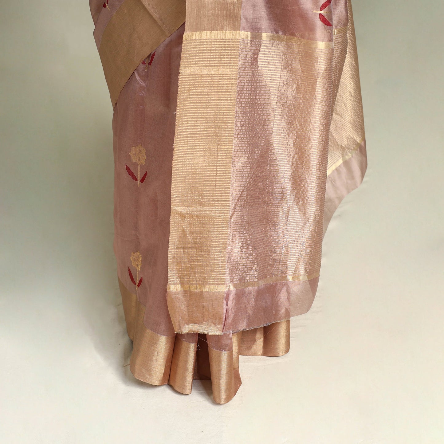 Buy Pastel Pink Handloom Zari Work Chanderi Silk Saree