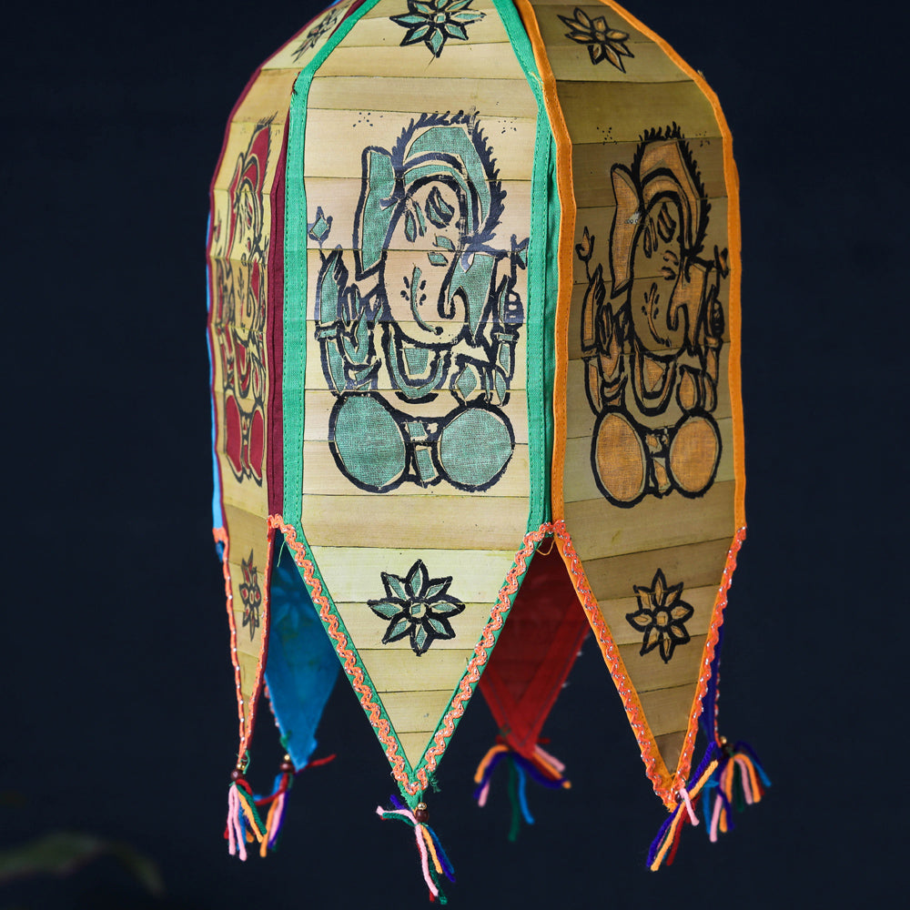 Pattachitra Handpainted Palm Leaf Lampshade