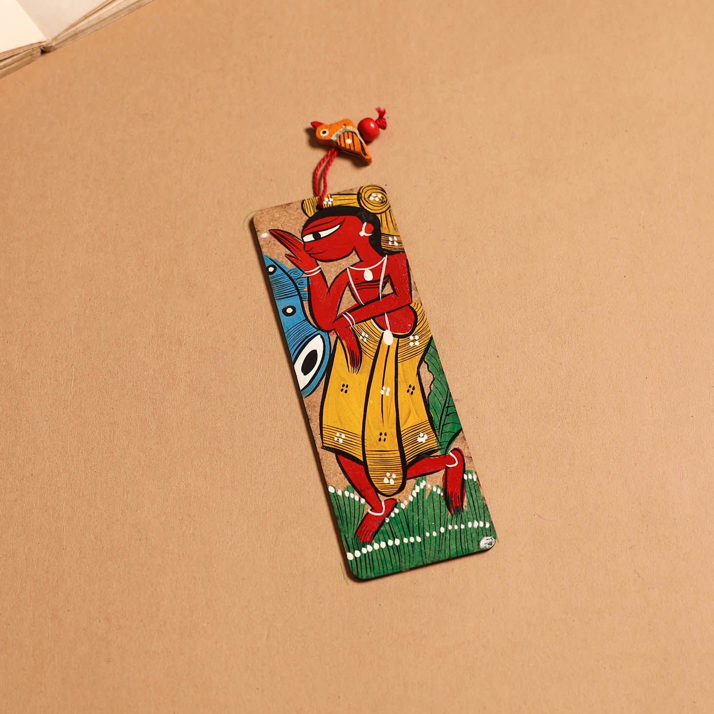 Patua handpainted wooden bookmark 28 - handcrafted