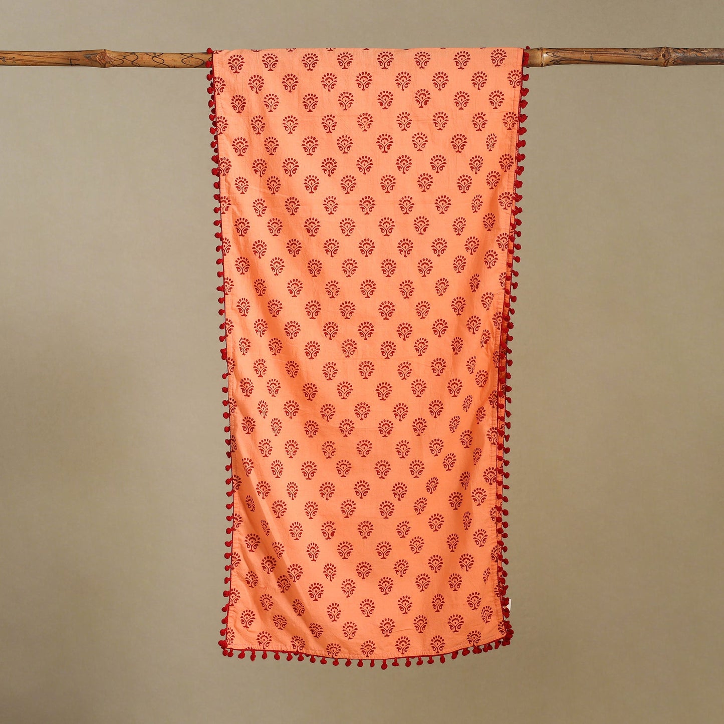 Peach - bagh cotton stole 37 - handcrafted