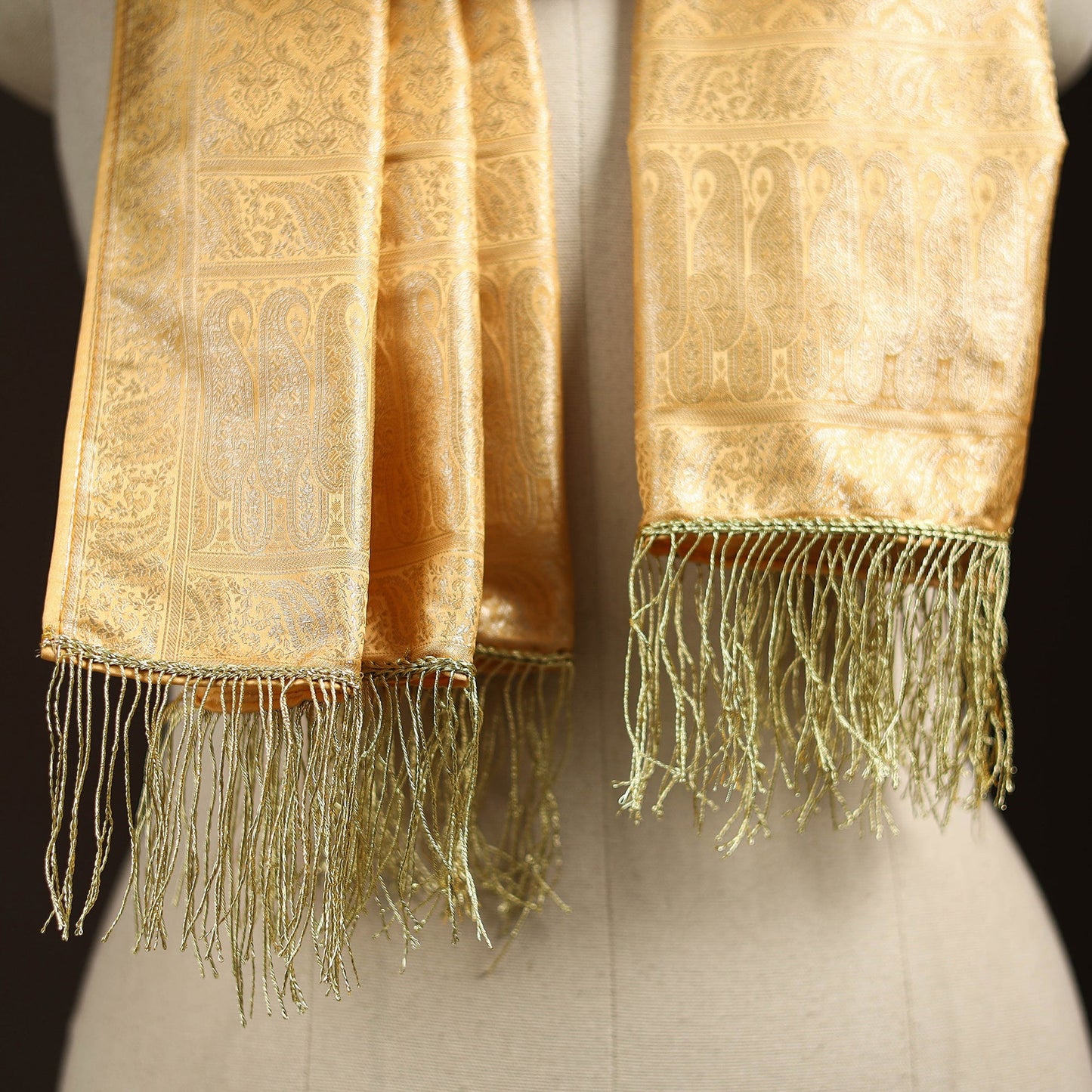 Brocade handloom semi silk banarasi stole 11 - handcrafted