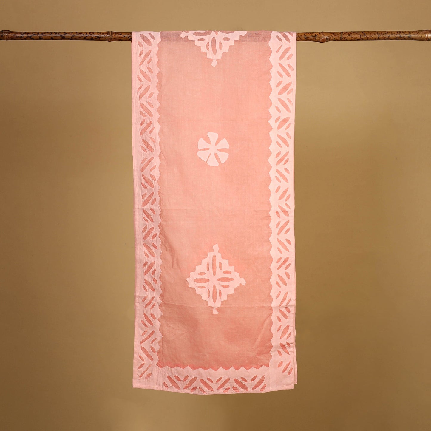 Cut Work Cotton Peach Barmer Applique Stole