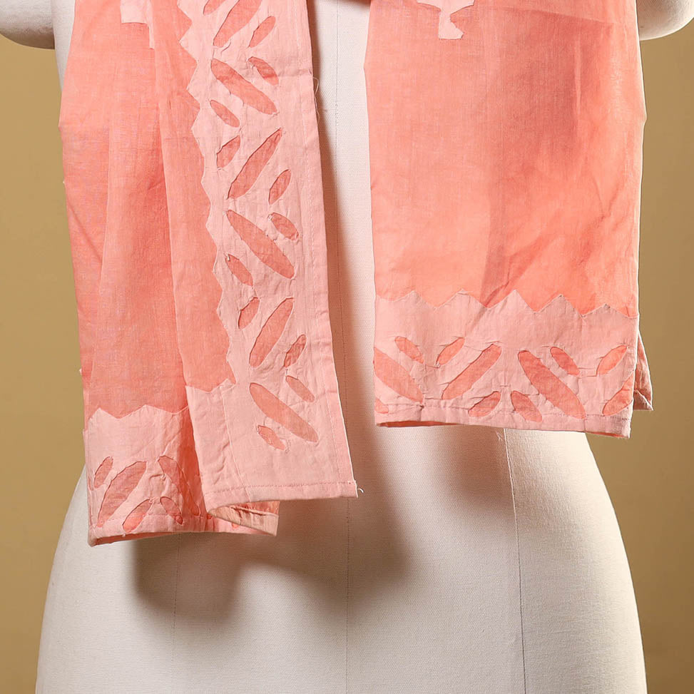 Cut Work Cotton Peach Barmer Applique Stole