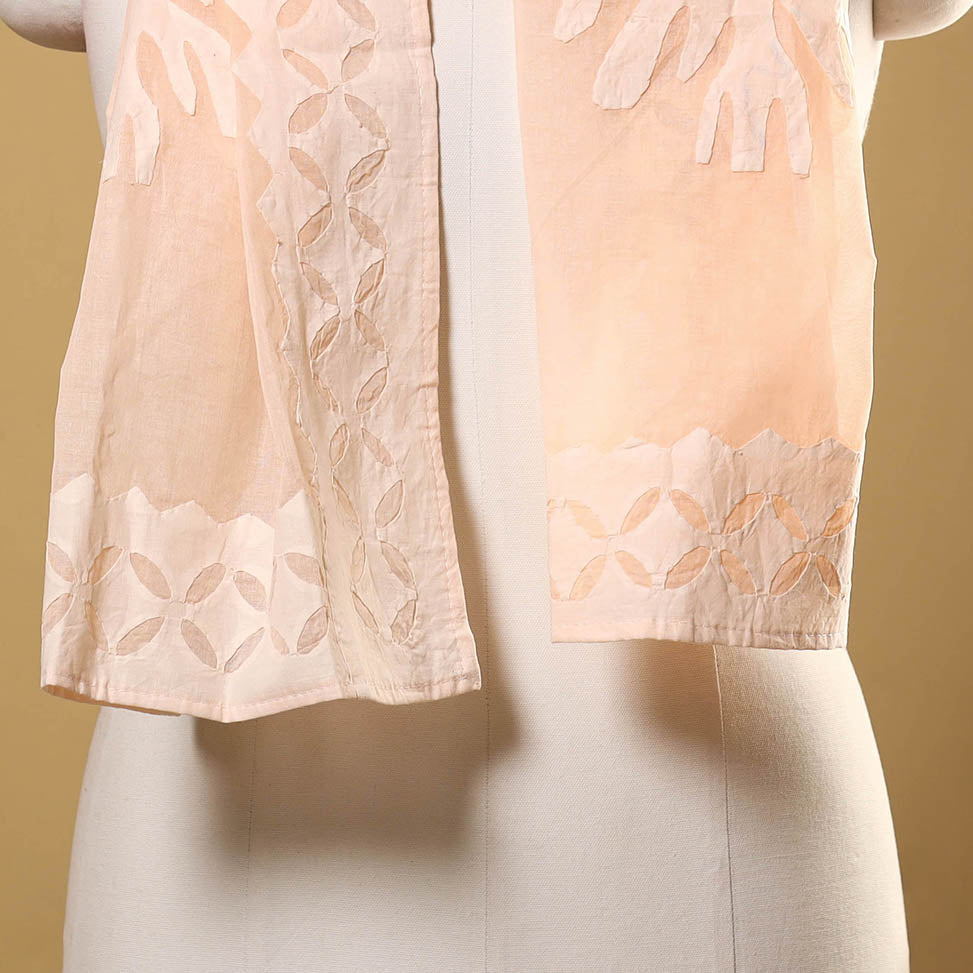 Buy Cut Work Cotton Peach Barmer Applique Stole