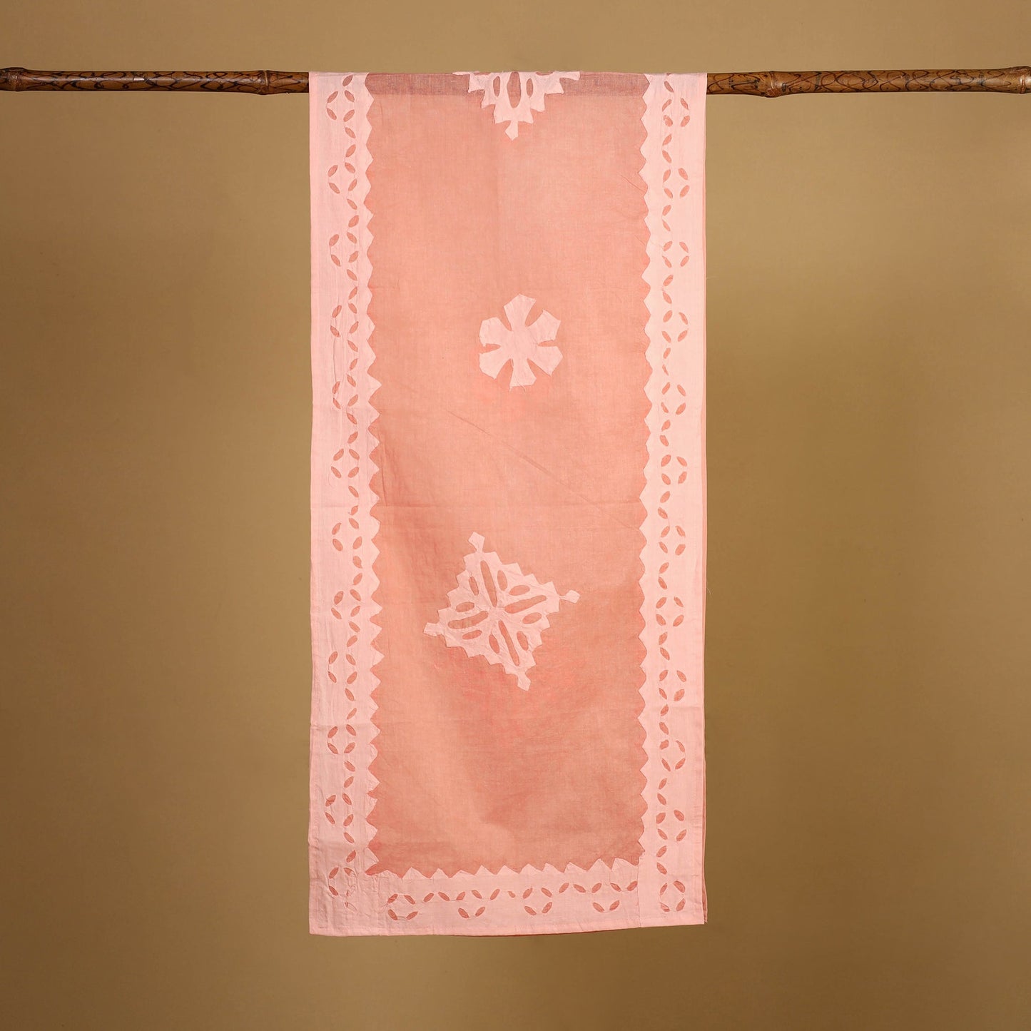 Cut Work Cotton Peach Barmer Applique Stole