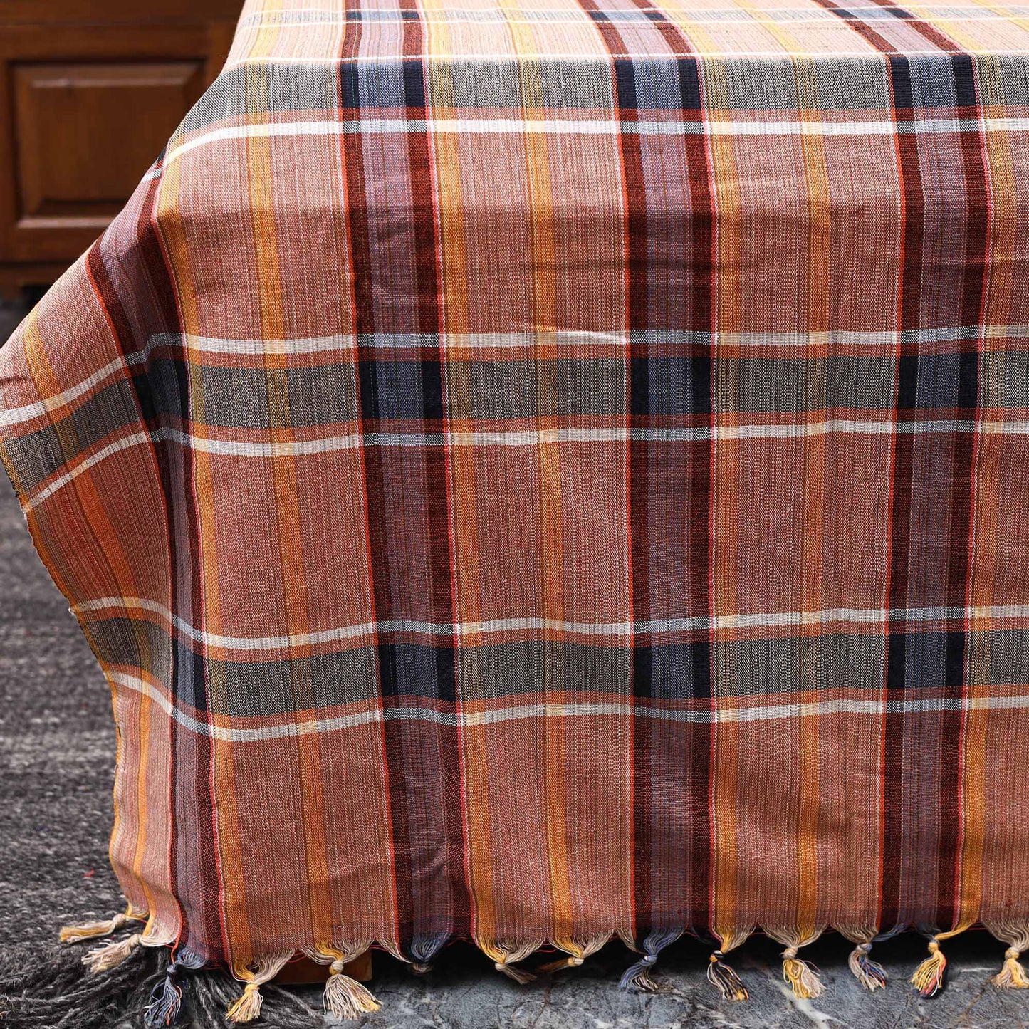 Peach Double Handloom Cotton Bed Sheet Set