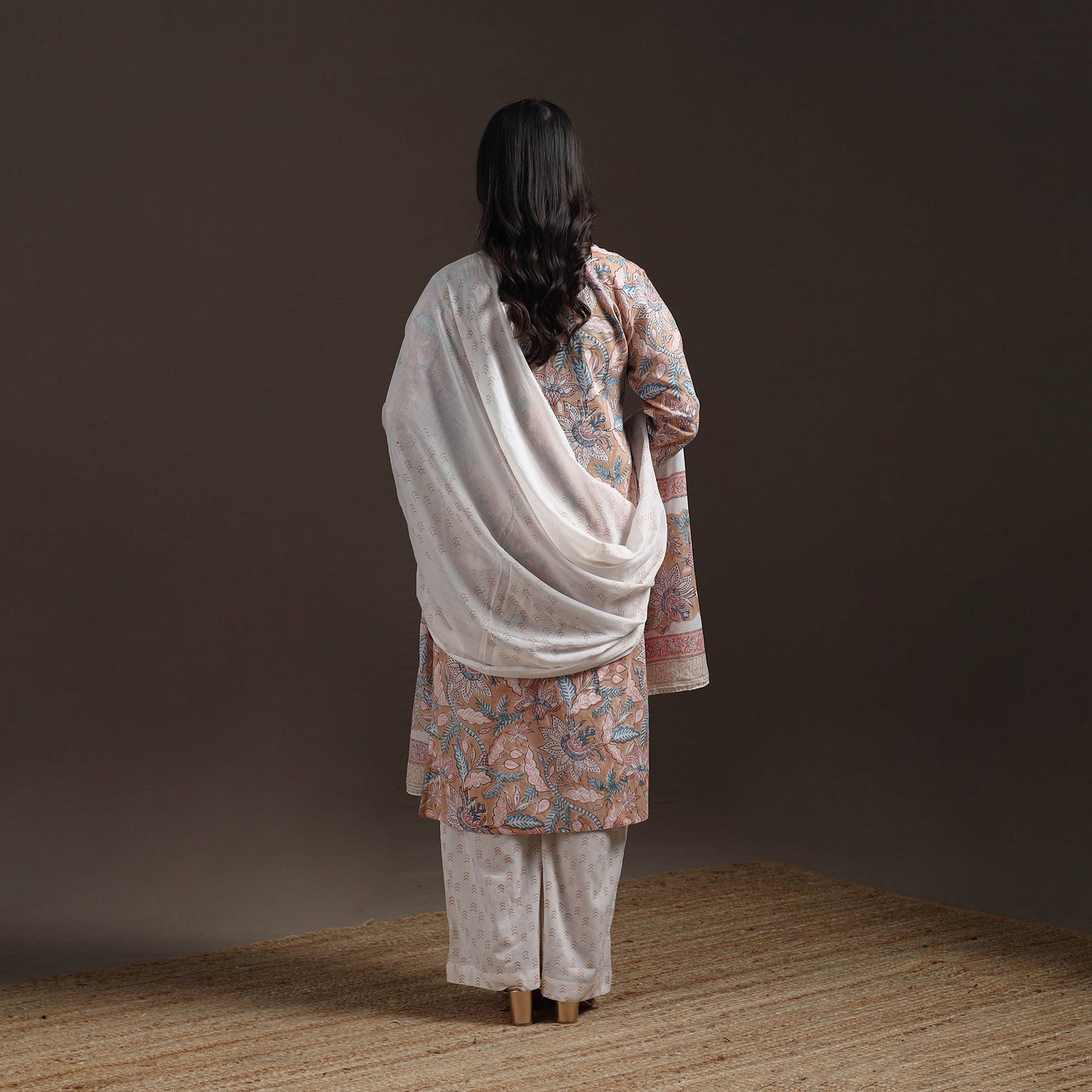 Hand cotton sanganeri suit set with dupatta for women 04