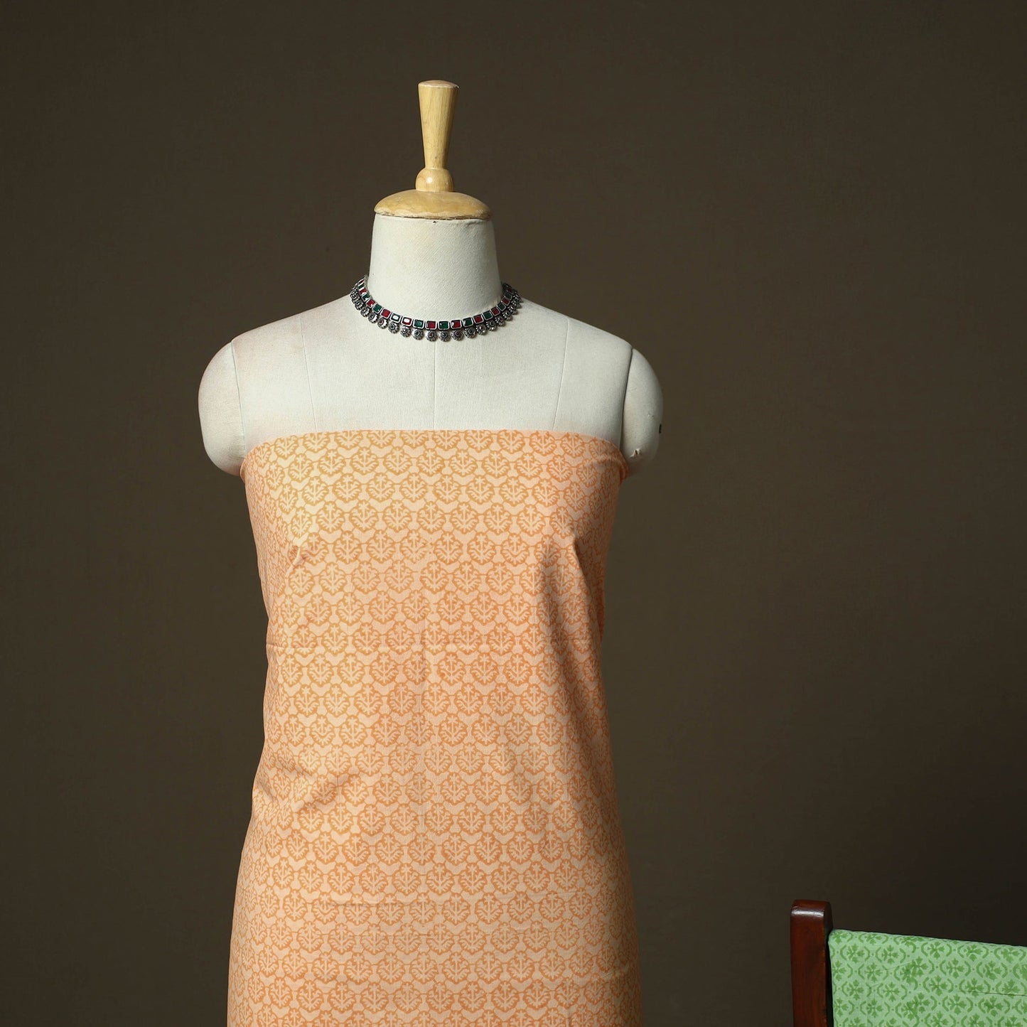 Hand block print mangalagiri cotton 3pc unstitched dress