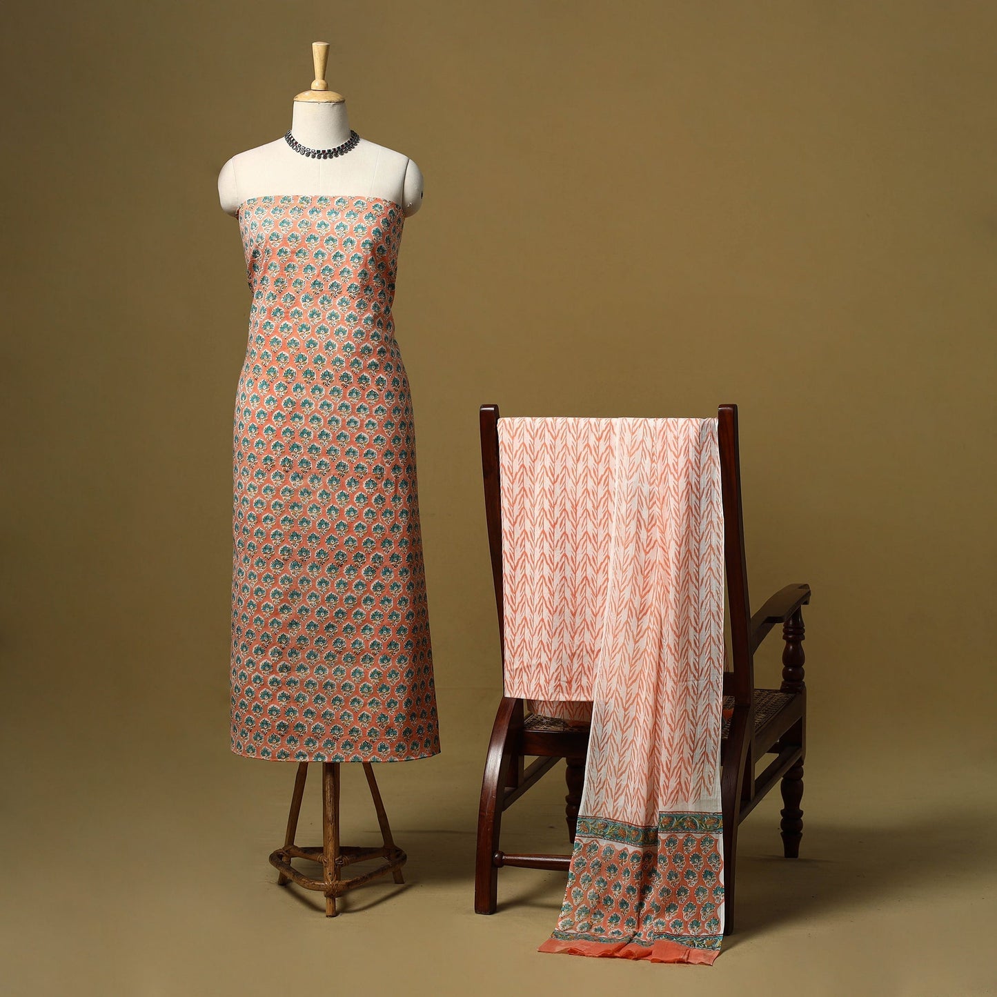 Hand sanganeri cotton 3pc unstitched dress material 10