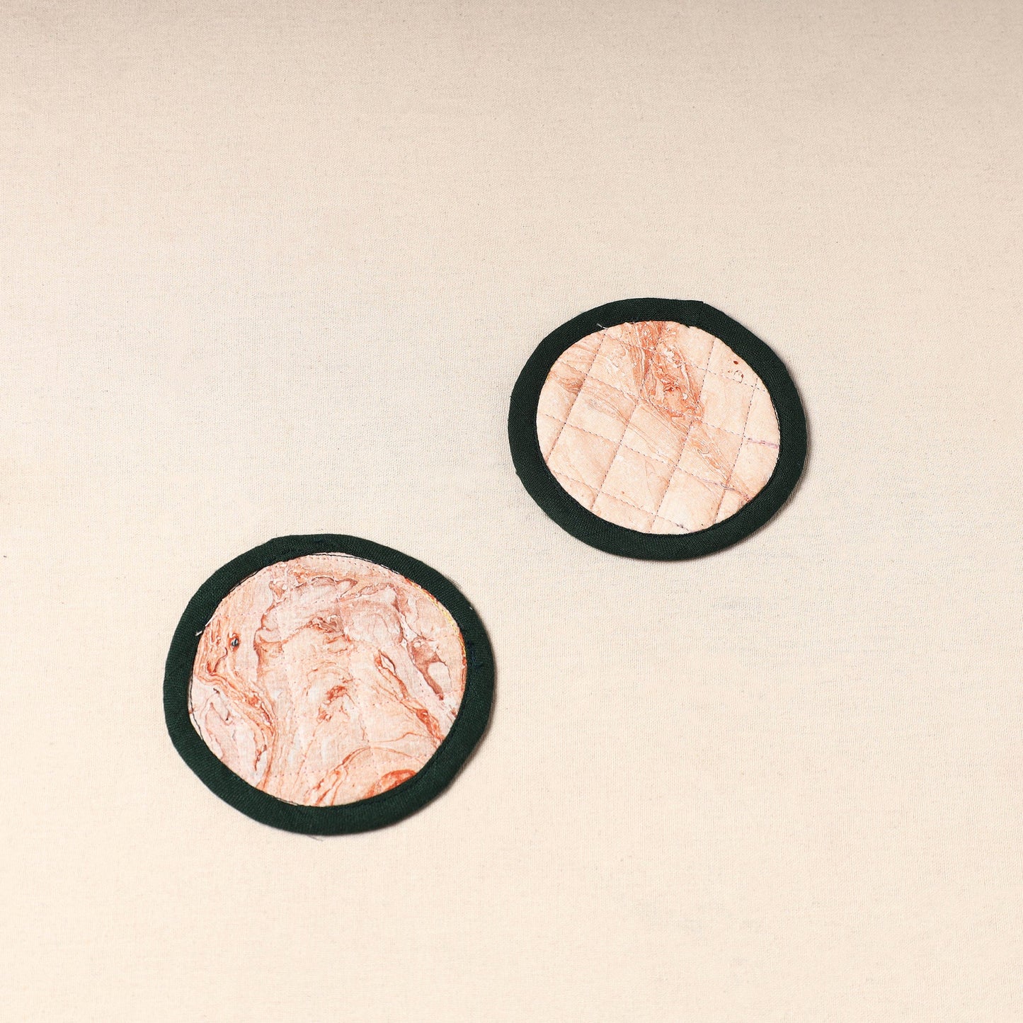 Peach Handcrafted Sanganeri Print Coaster (Set of 2)