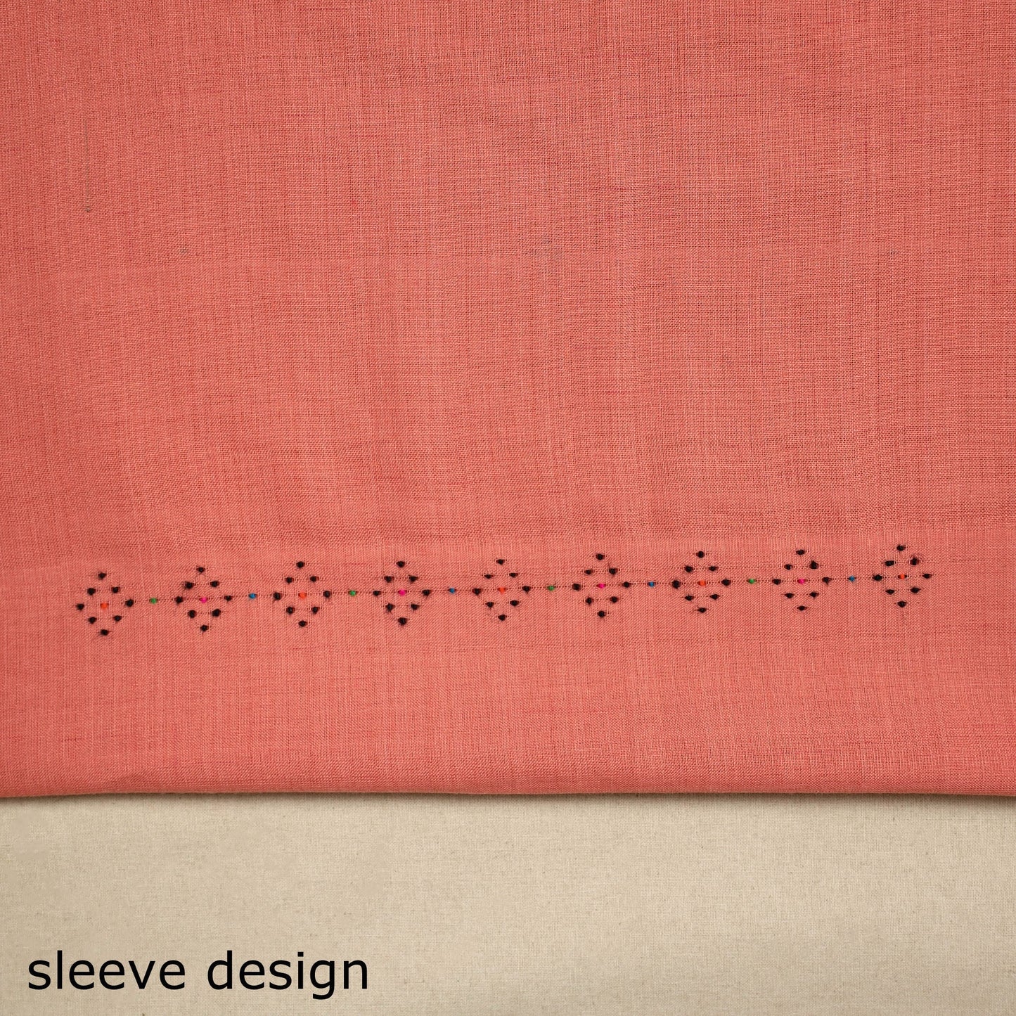 Peach Handloom Cotton Tangaliya Kurta Material (3M)