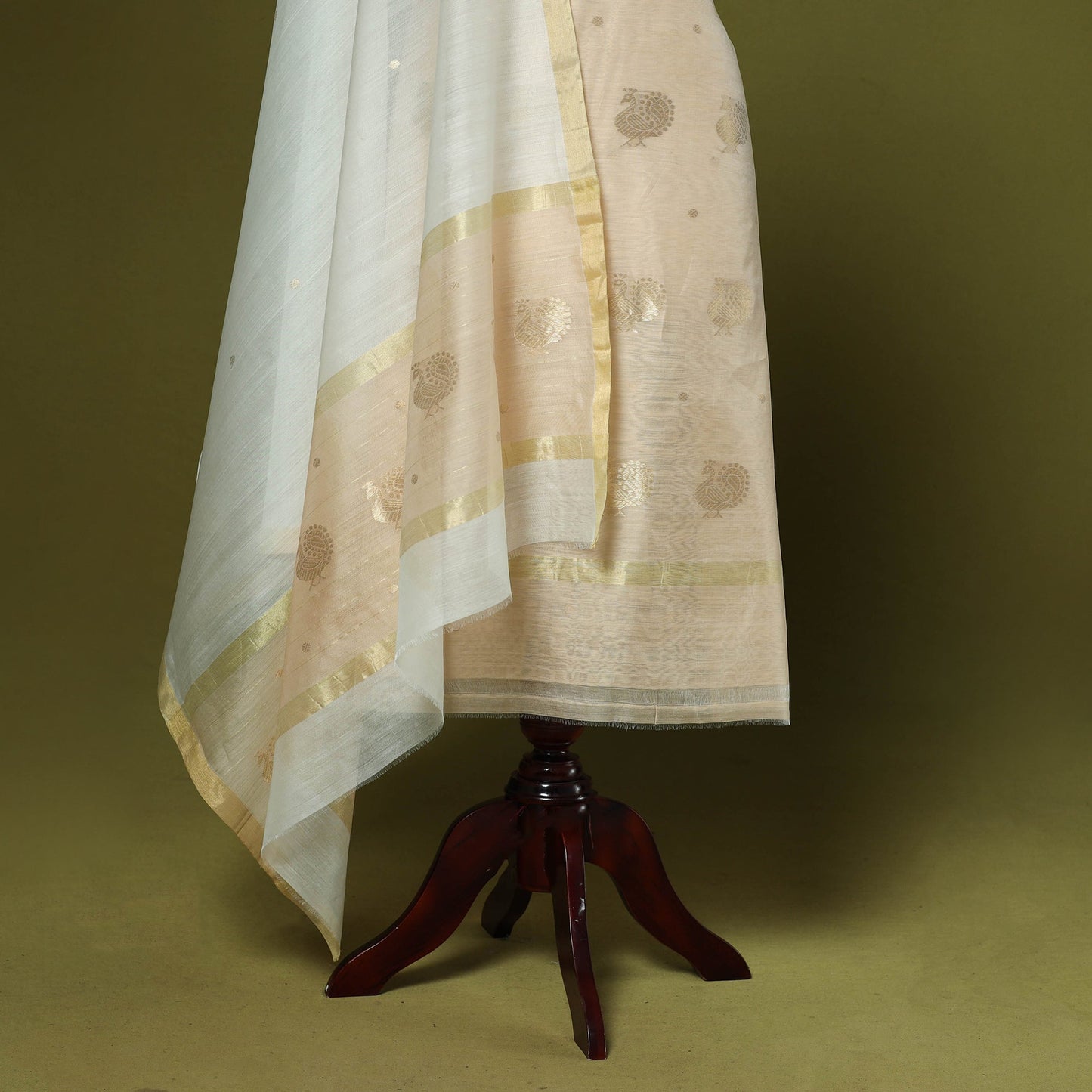 Handloom zari buti chanderi silk 2pc unstitched dress