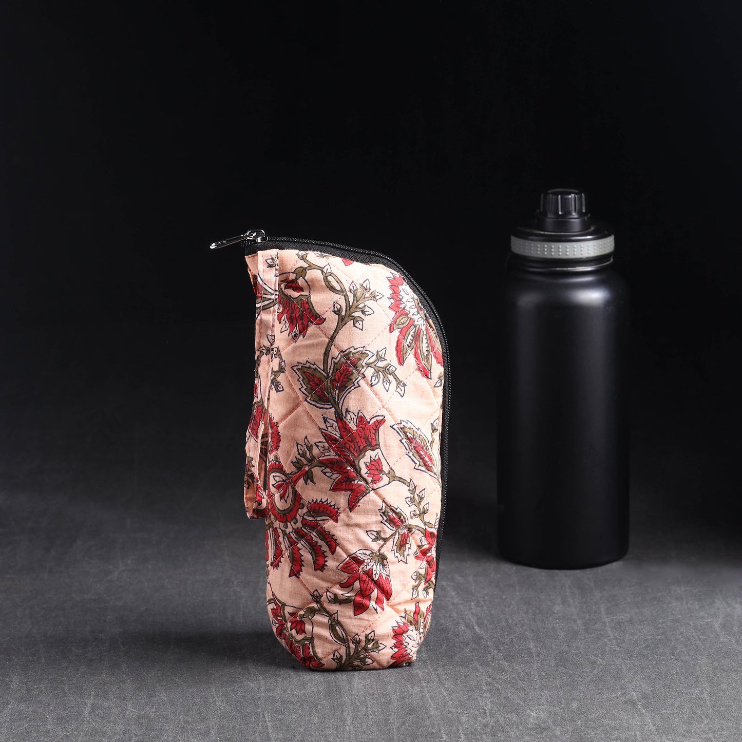 Peach Handmade Cotton 1L Water Bottle Cover