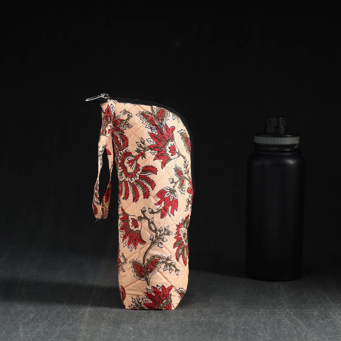 Peach Handmade Cotton 1L Water Bottle Cover