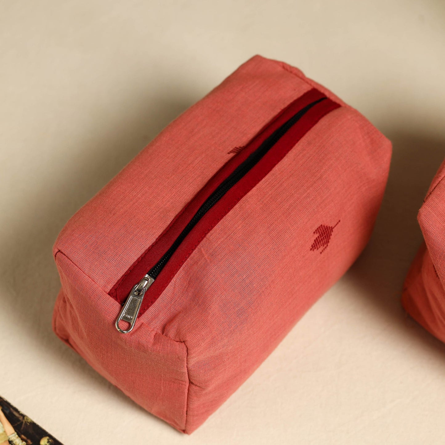 Peach Handmade Cotton Toiletry Bags (Set of 3)