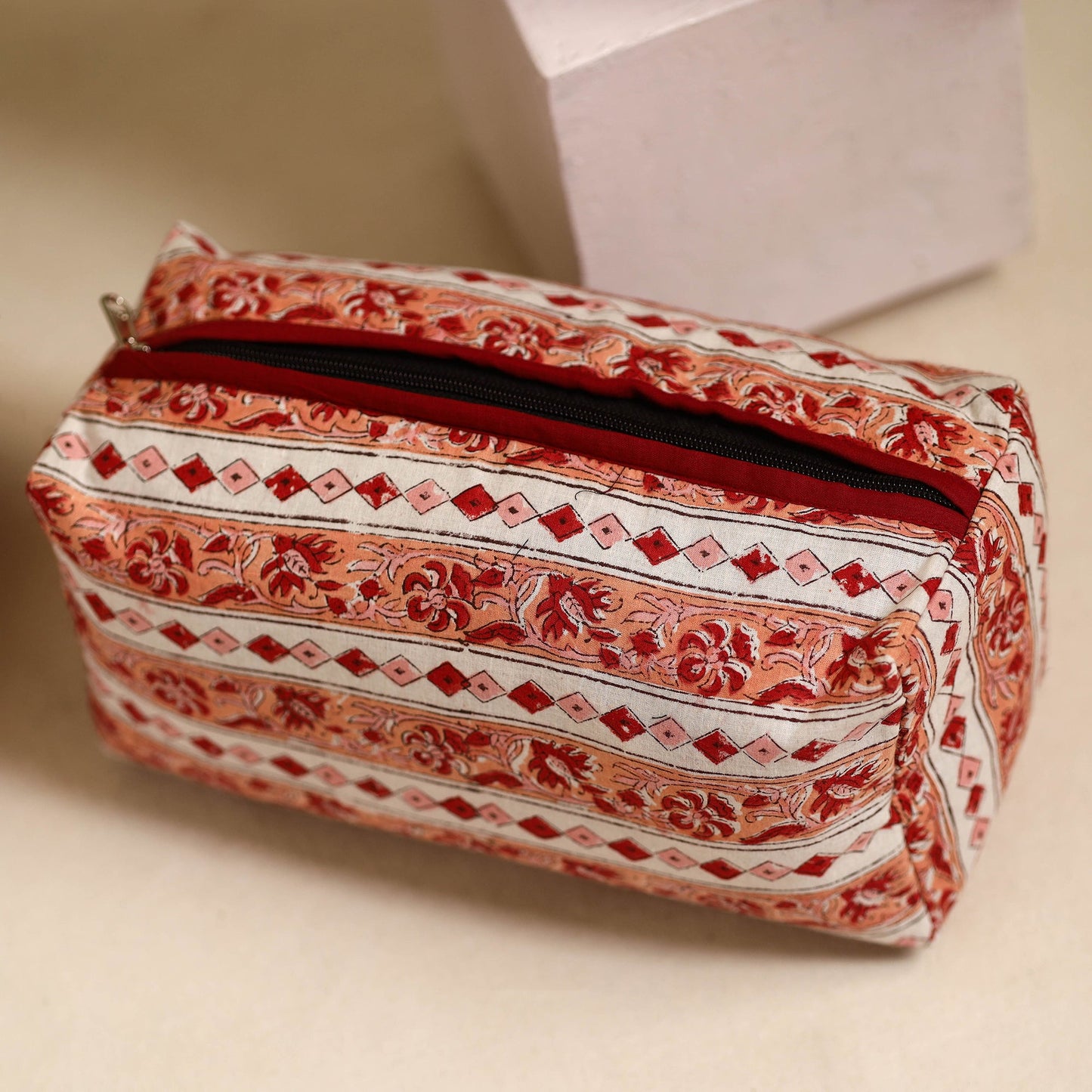 Peach Handmade Cotton Toiletry Bags (Set of 3)