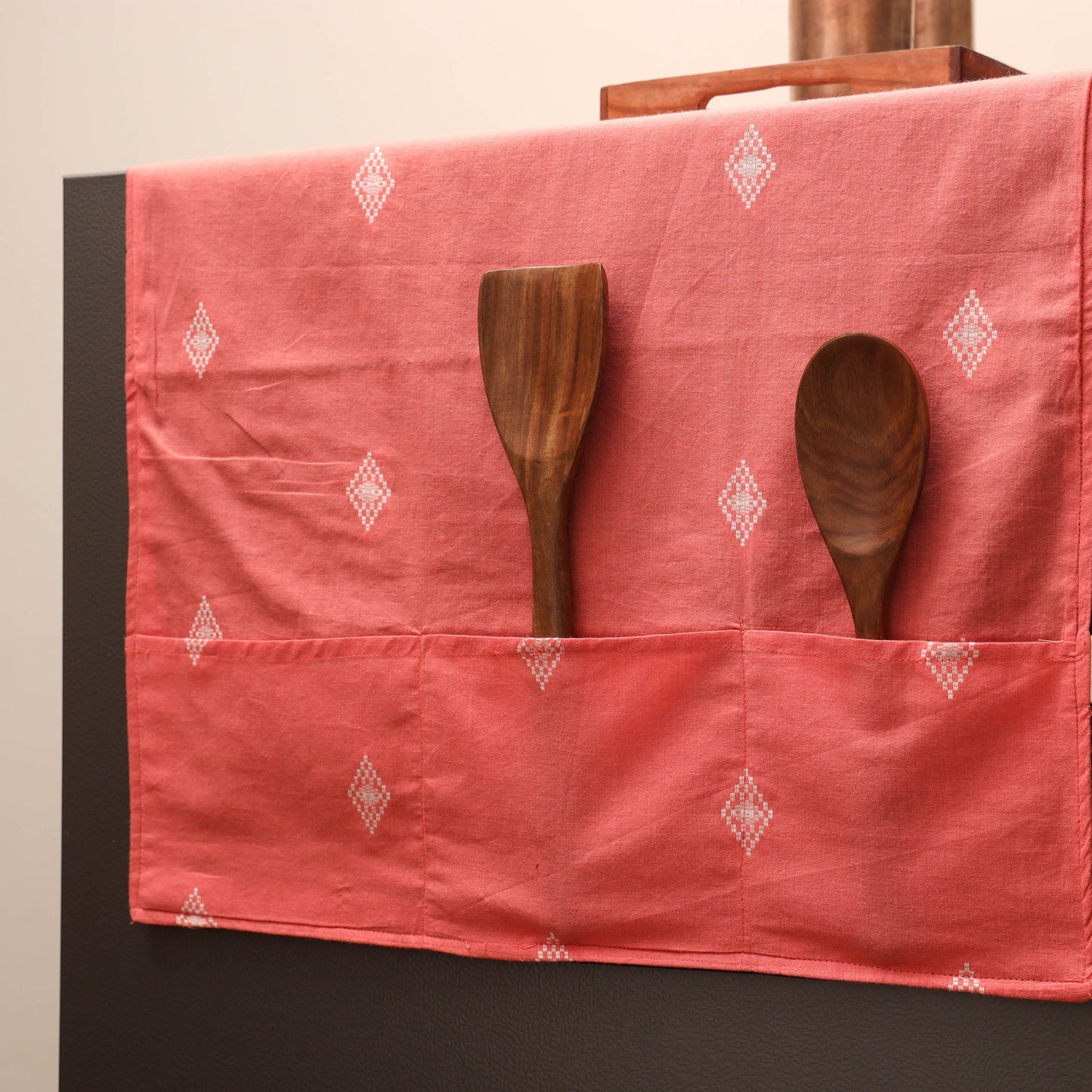 Handmade fridge top cover with multiple pockets 14