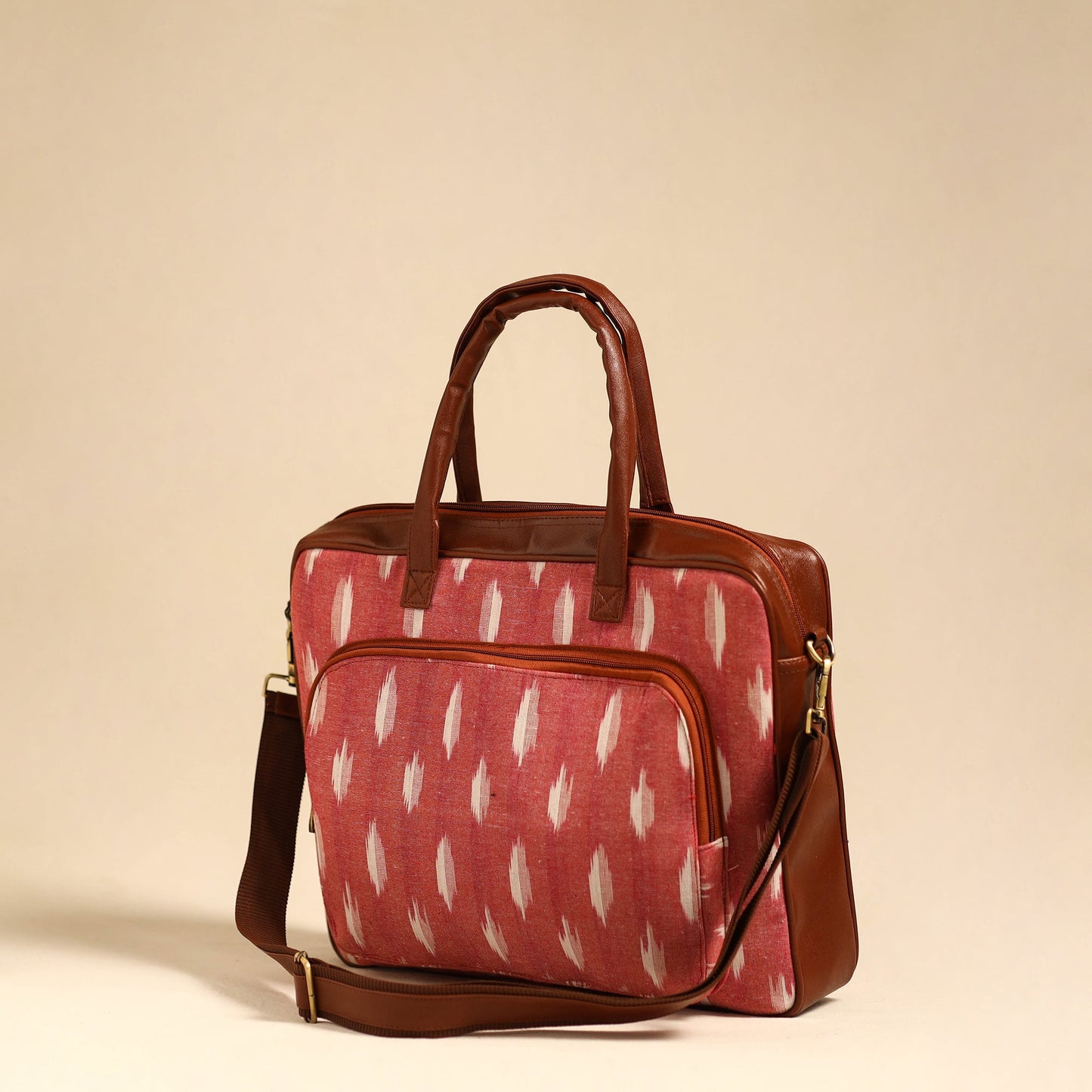 Peach Handmade Pochampally Ikat Laptop Bag