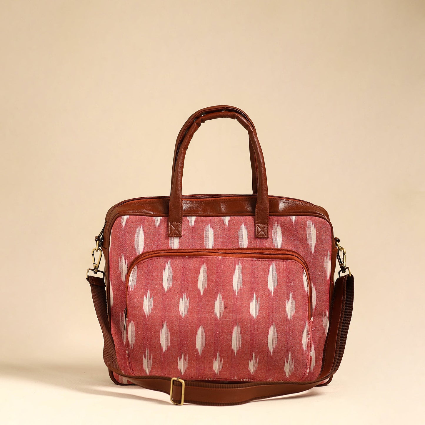 Peach Handmade Pochampally Ikat Laptop Bag