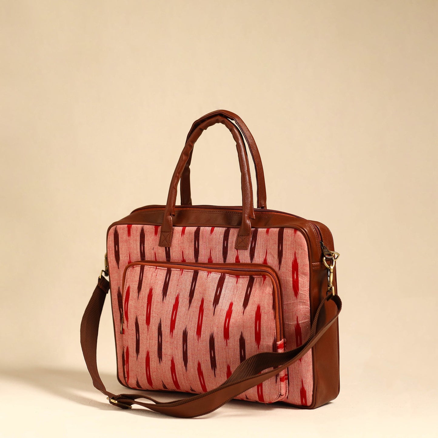 Peach Handmade Pochampally Ikat Laptop Bag
