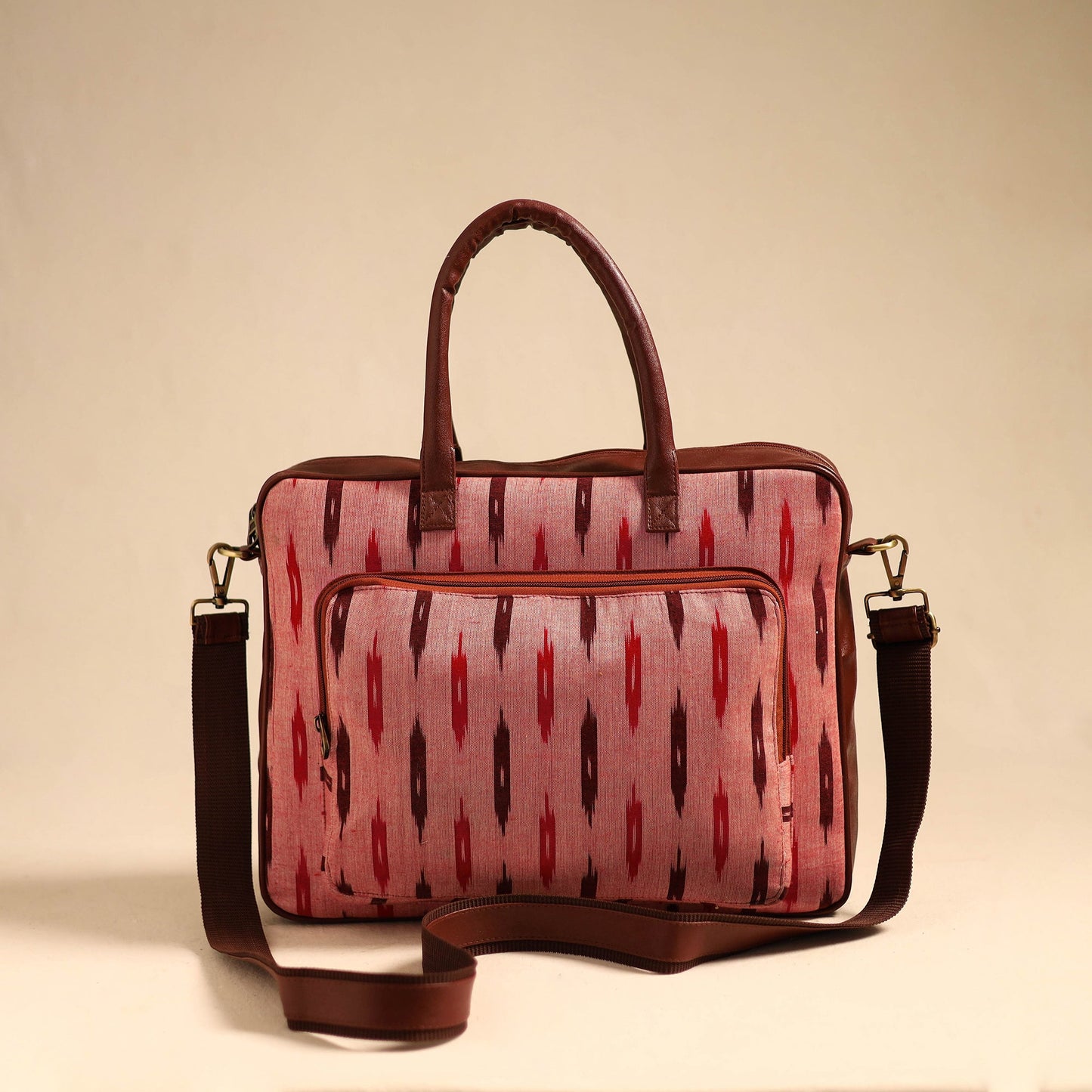 Peach Handmade Pochampally Ikat Laptop Bag