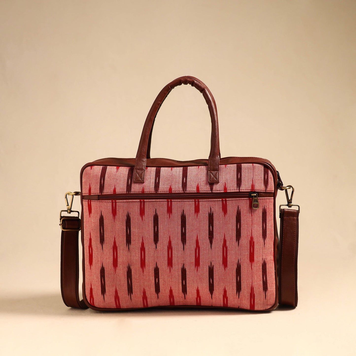 Peach Handmade Pochampally Ikat Laptop Bag