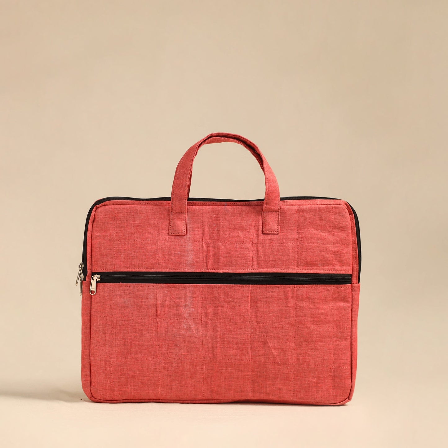 Shop Peach Handmade Quilted Cotton Laptop Bag