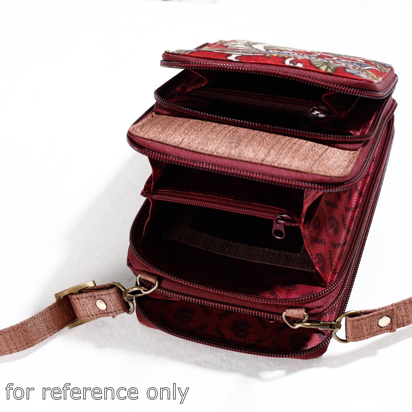 Peach Handpainted Kalamkari Natural Dyed Ghicha Silk Sling Bag