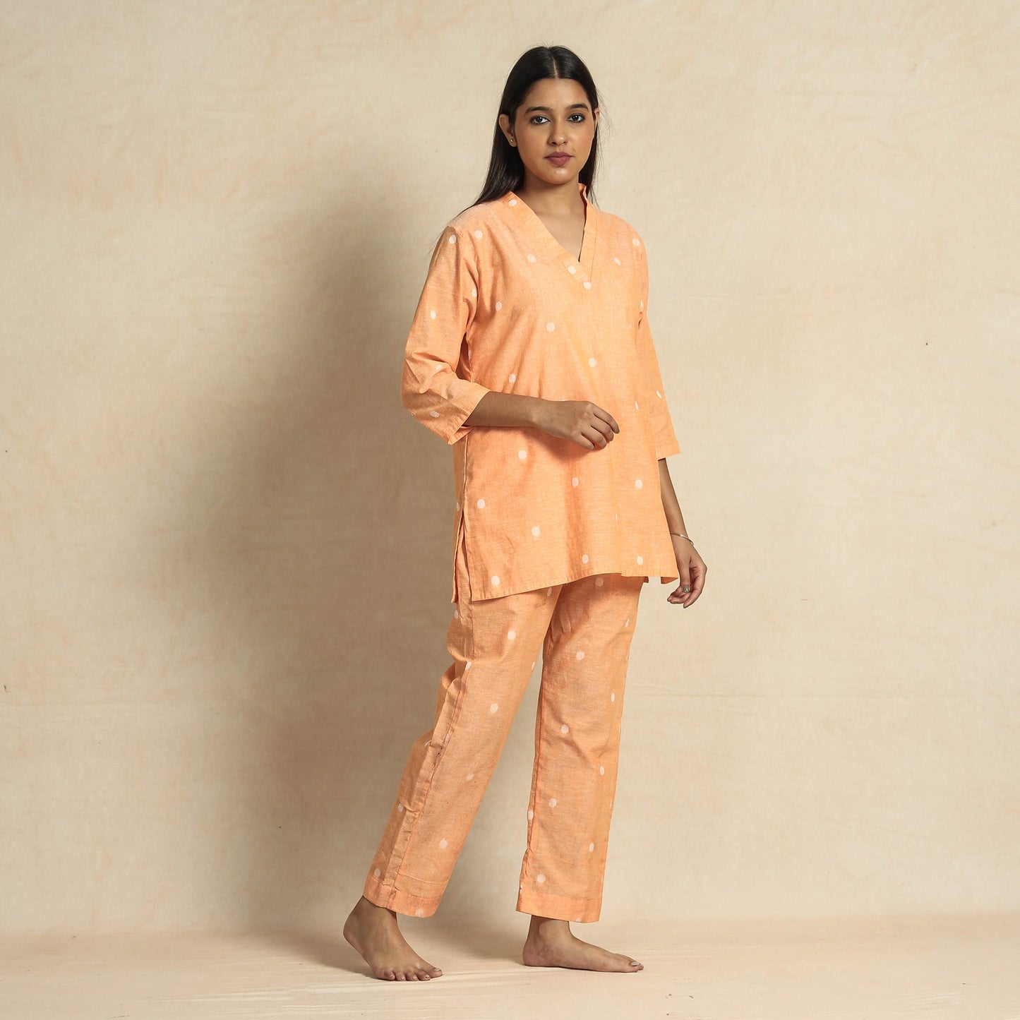 Buy Jacquard Cotton Top & Pyjama Night Suit Set Online at iTokri.com