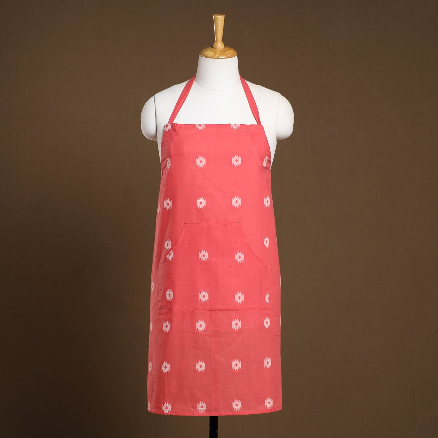 Peach Jacquard Weave Cotton Apron with Pocket