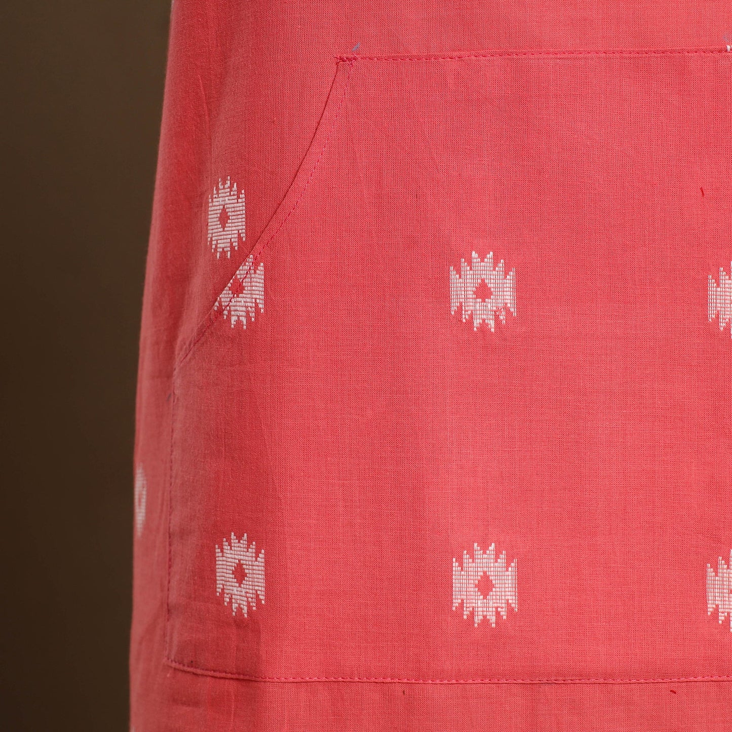 Peach Jacquard Weave Cotton Apron with Pocket