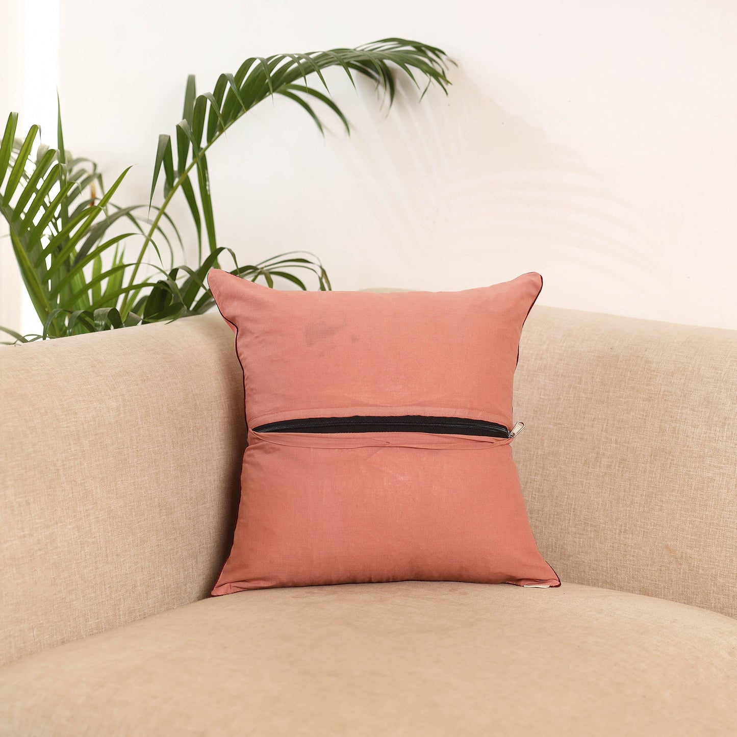 Peach - jacquard weave cushion cover 23 - handcrafted