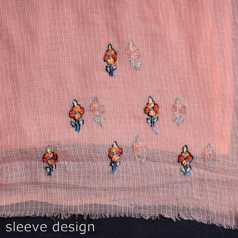 Handloom Kota Doria Kashidakari Hand Embroidery Kurta Material - 2.6 M