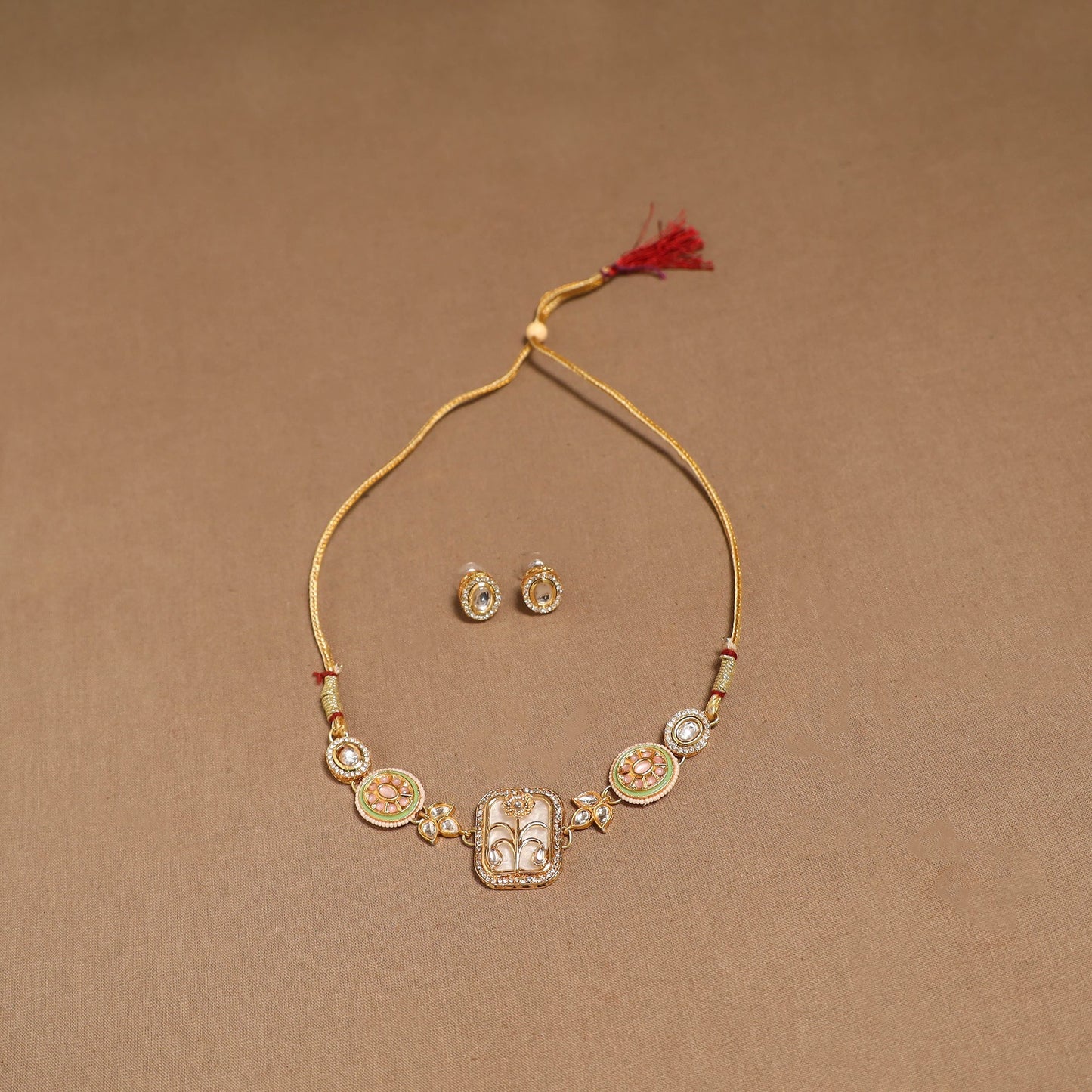 Kundan work choker necklace set 37 - handcrafted