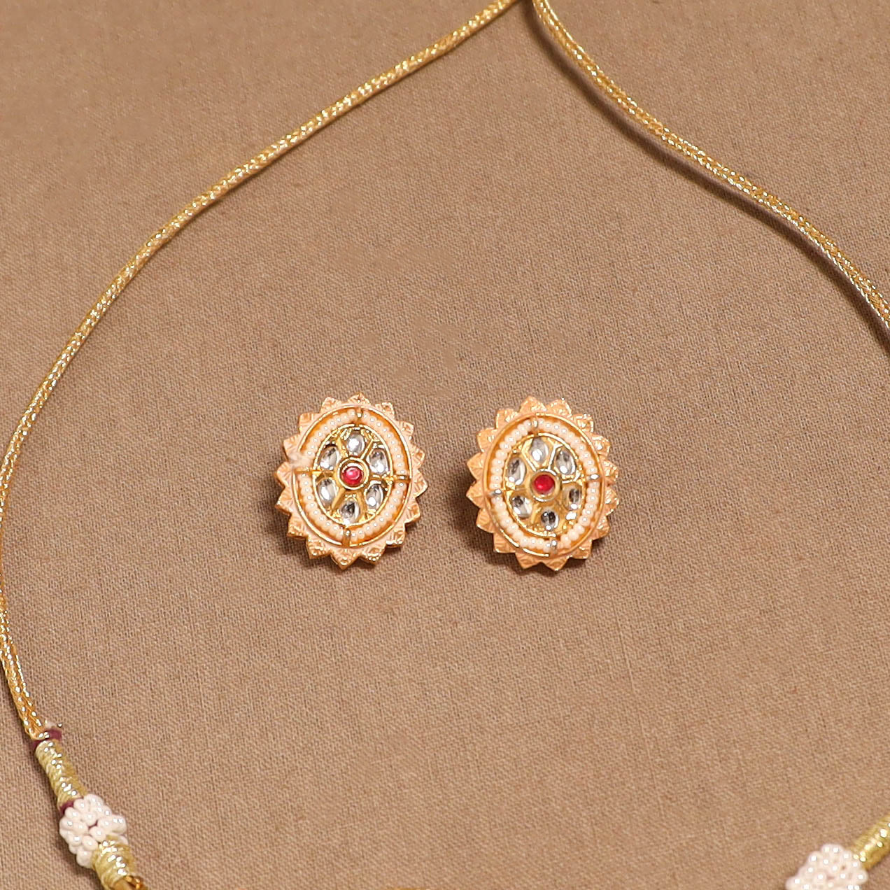 Kundan work choker necklace set 38 - handcrafted