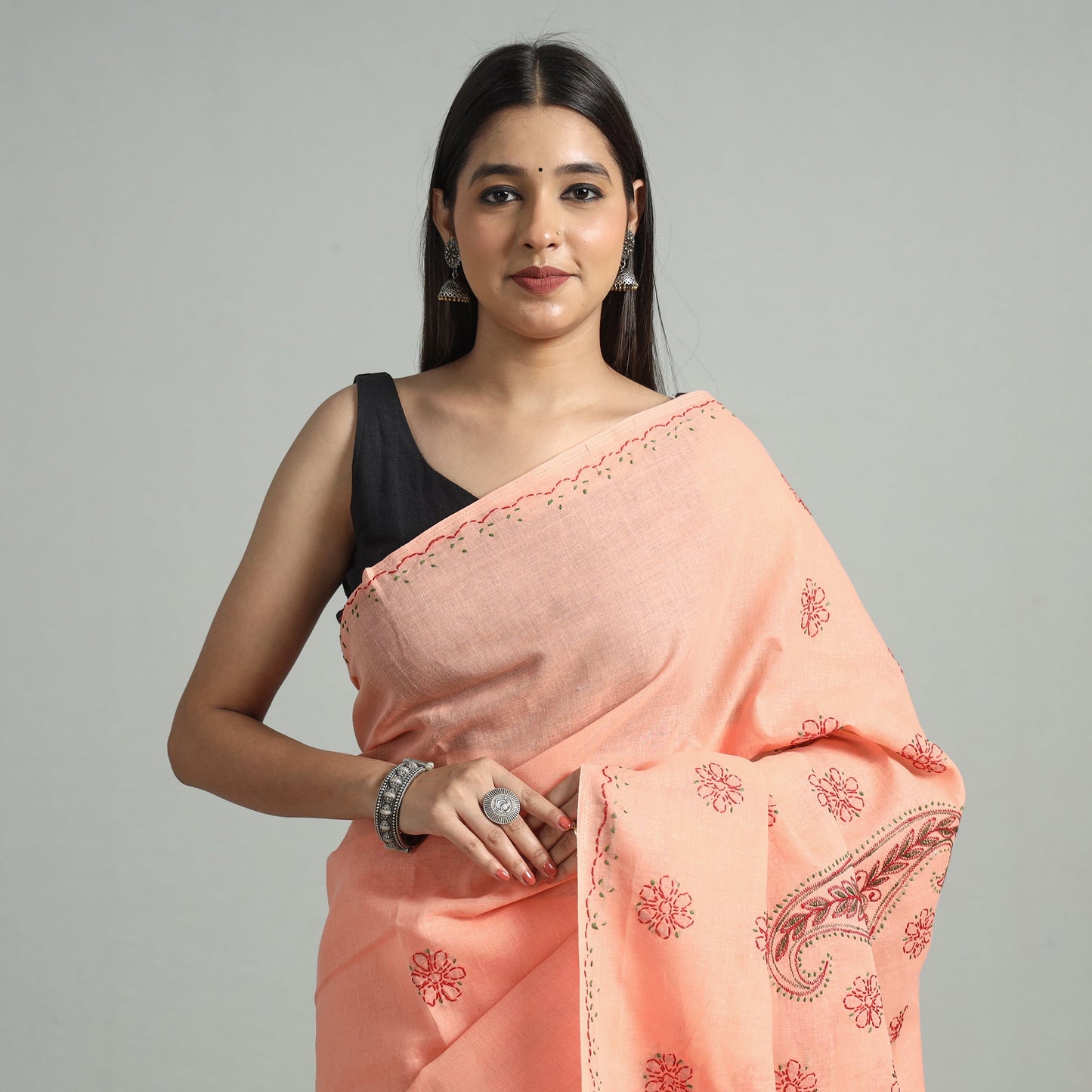 Lucknow Chikankari Hand Embroidery Cotton Saree 56 Online