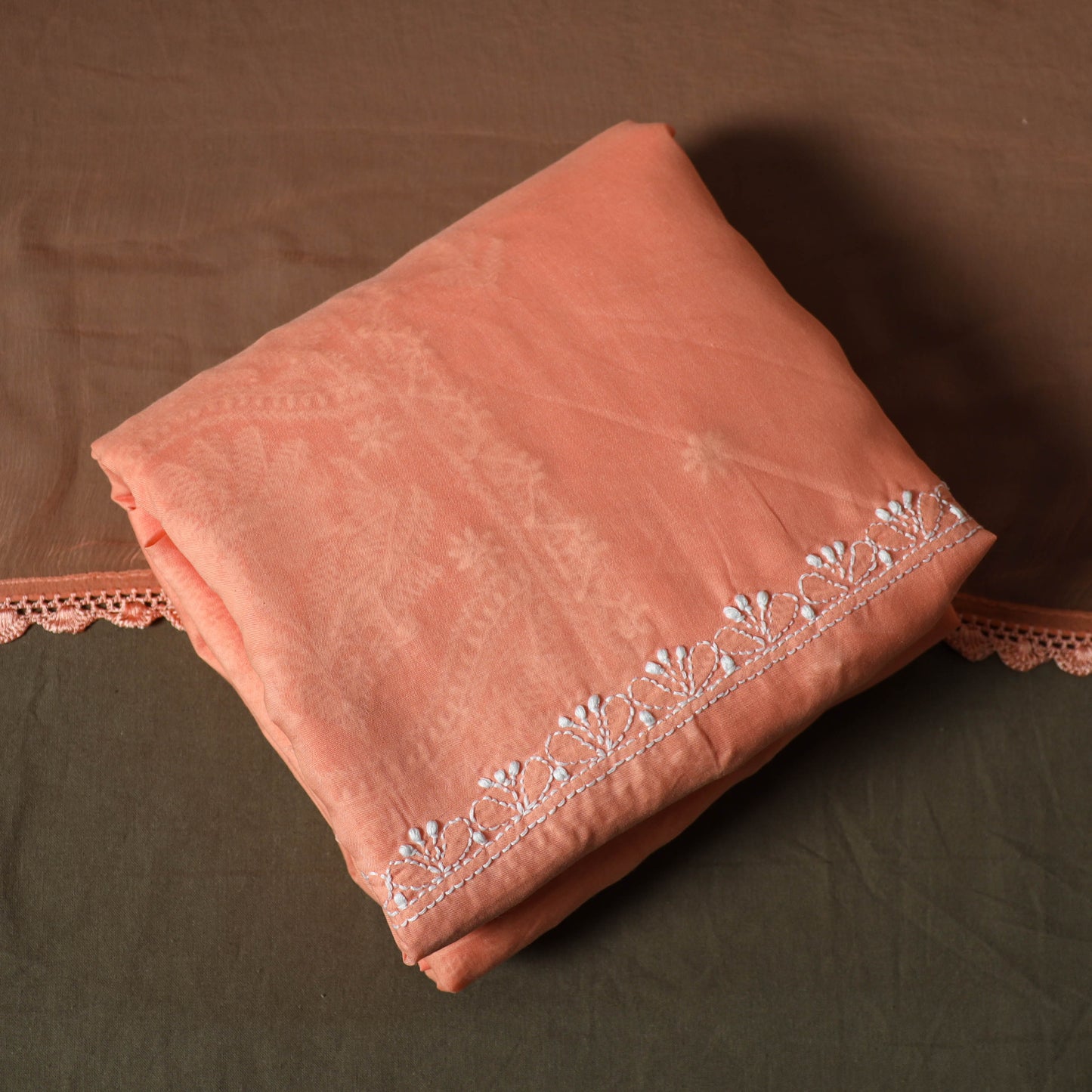 Lucknowi hand embroidered cotton chikankari 3pc unstitched