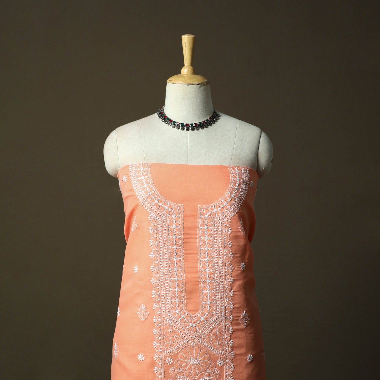 Lucknowi hand embroidered cotton chikankari 3pc unstitched