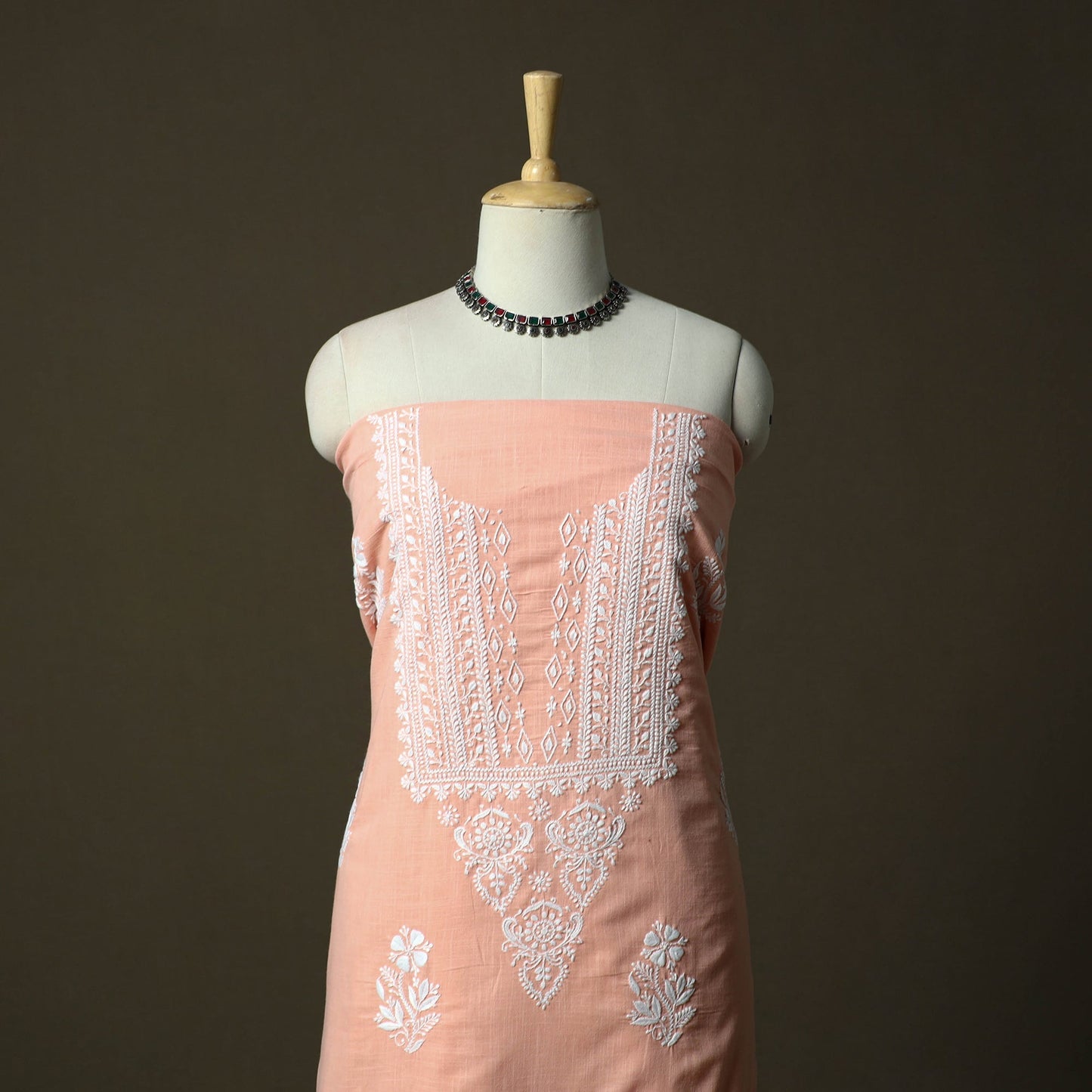 Lucknowi hand embroidered cotton chikankari 3pc unstitched