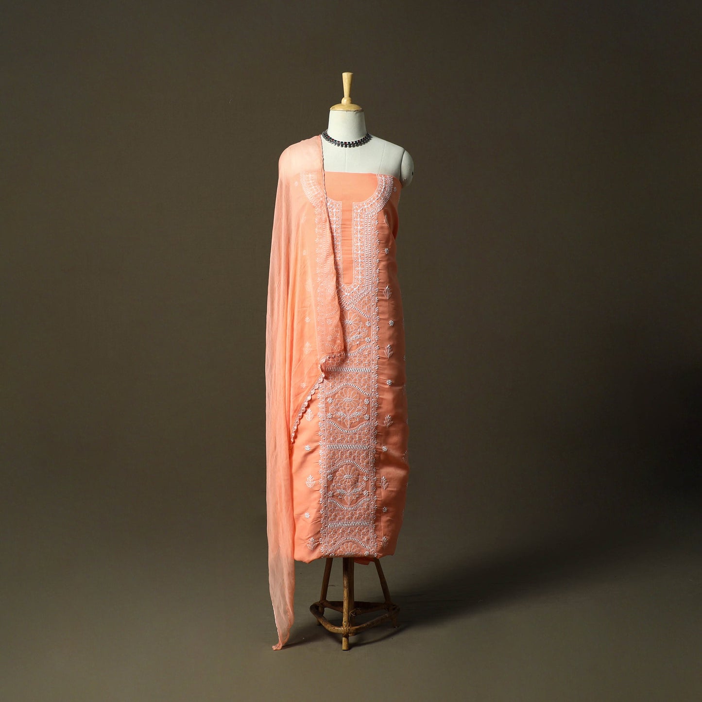 Lucknowi hand embroidered cotton chikankari 3pc unstitched