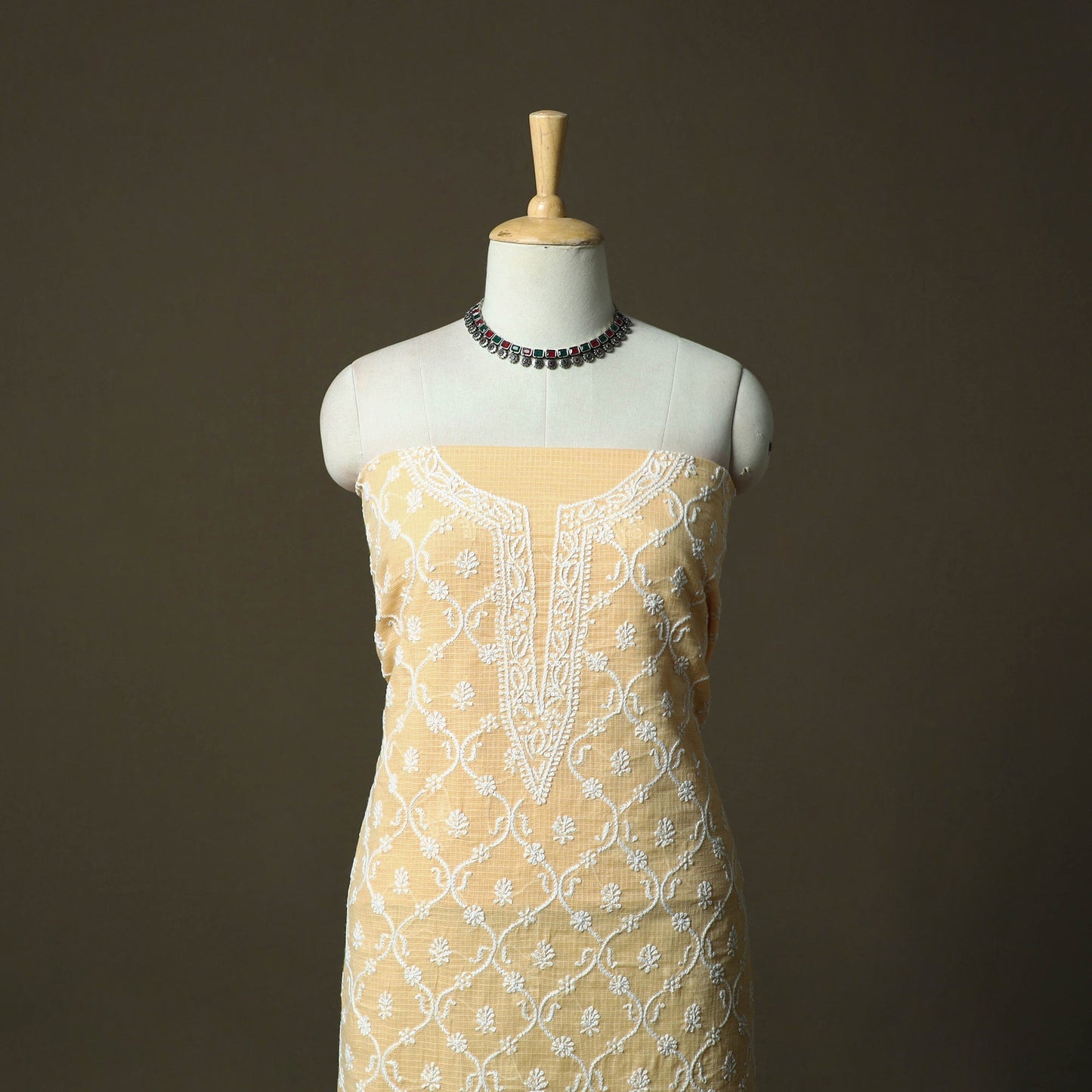 Lucknowi hand embroidered kota doria cotton chikankari 2pc