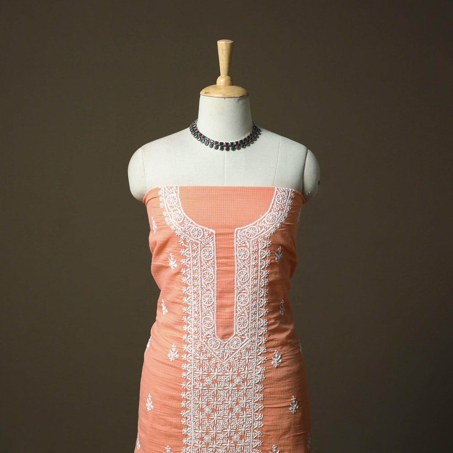 Lucknowi hand embroidered kota doria cotton chikankari 2pc