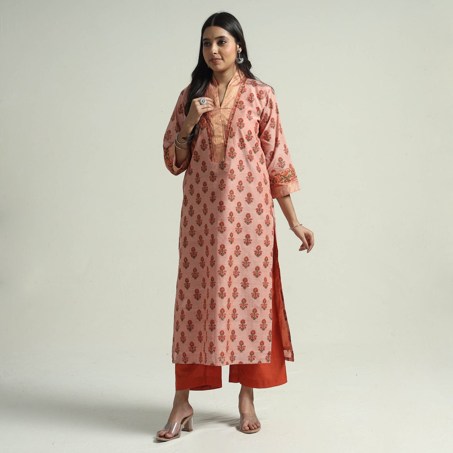 Mangalagiri Kurta with Palazzo & Dupatta Set