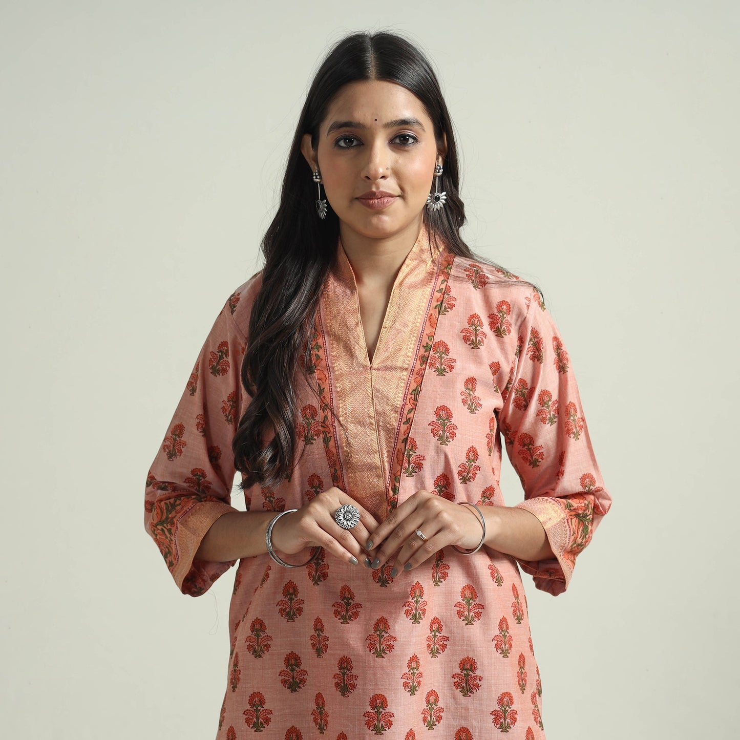 Mangalagiri Kurta with Palazzo & Dupatta Set