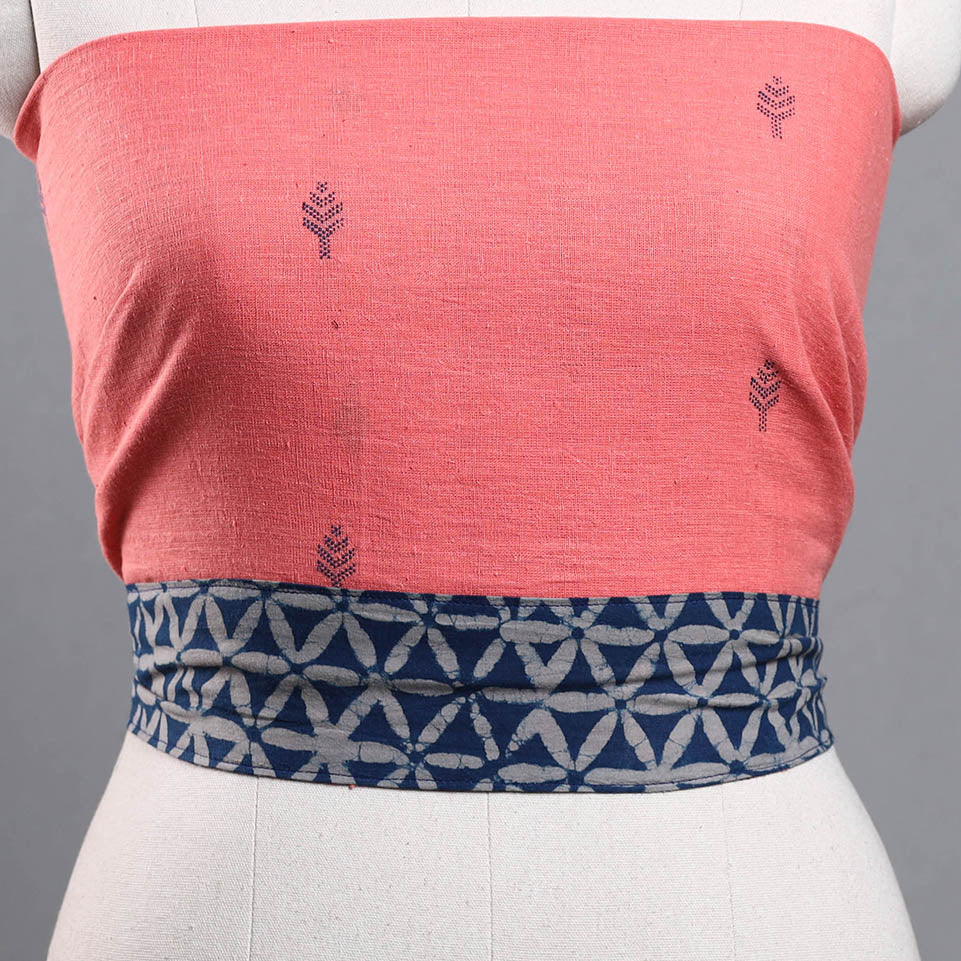 Peach - organic kala cotton handloom blouse piece 23