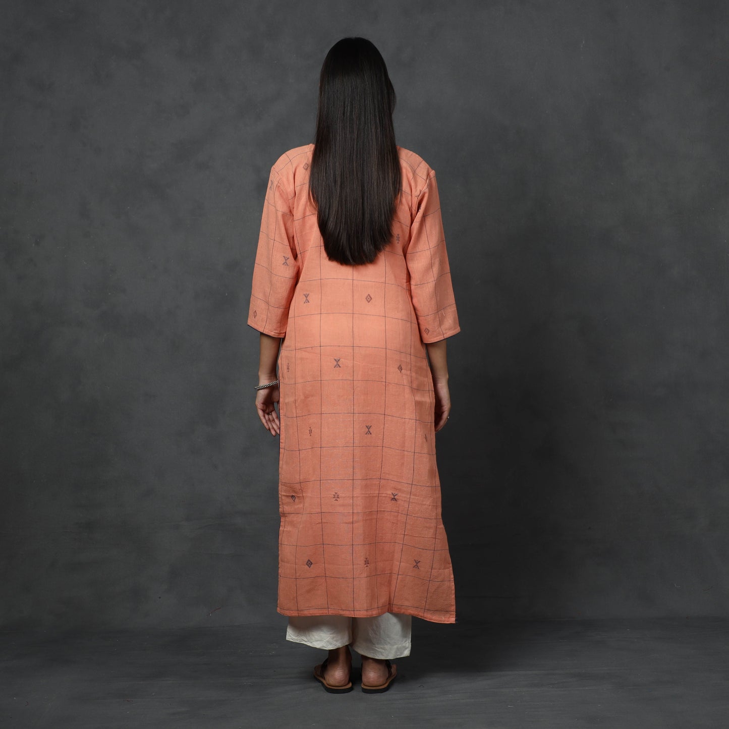 Organic Kala Cotton Handloom Buti Long Kurta for Women