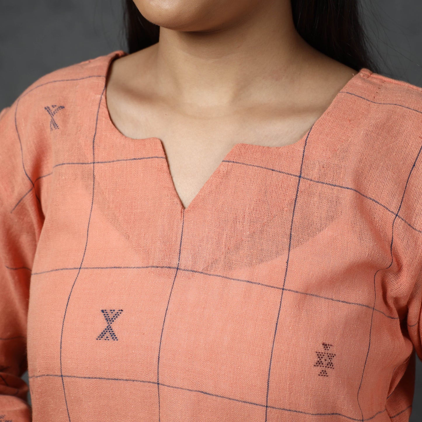 Organic Kala Cotton Handloom Buti Long Kurta for Women