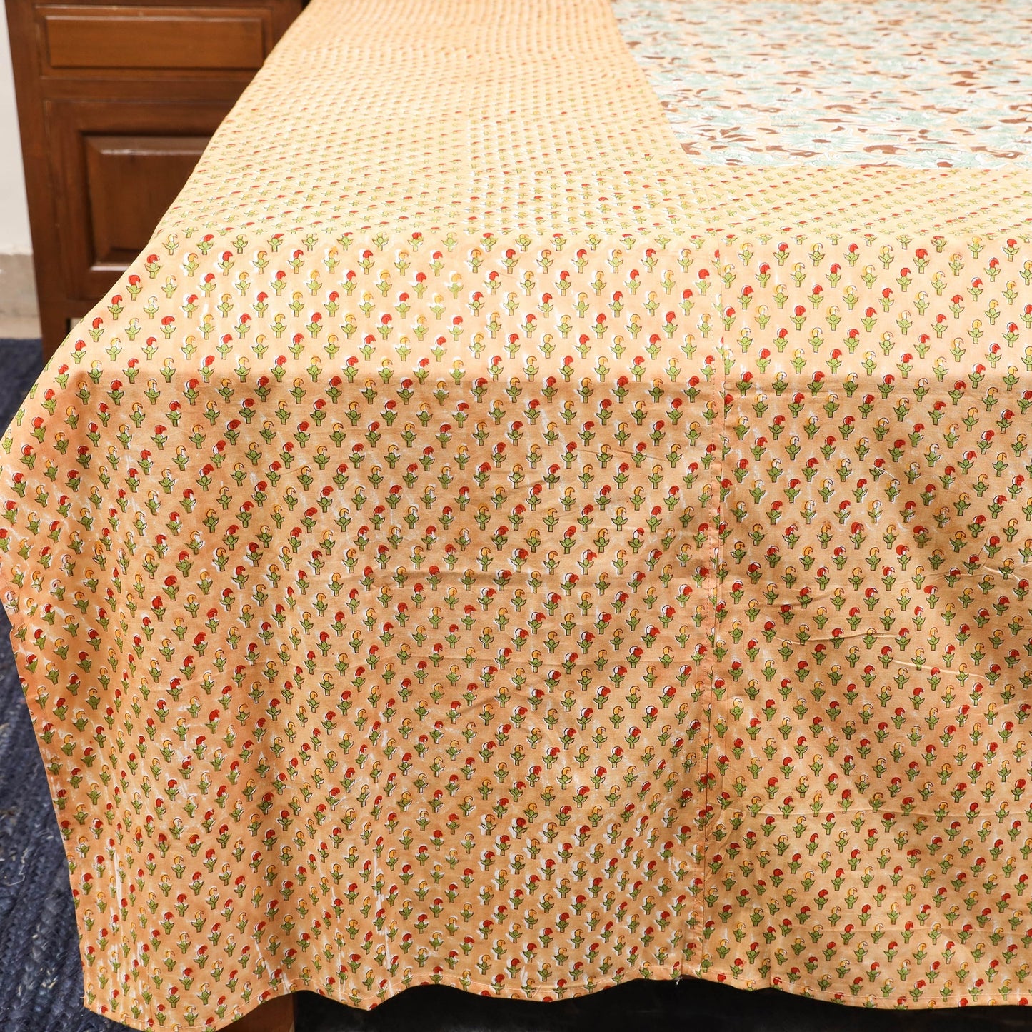 Patchwork hand double sanganeri bedsheet set (108 x 90 in)